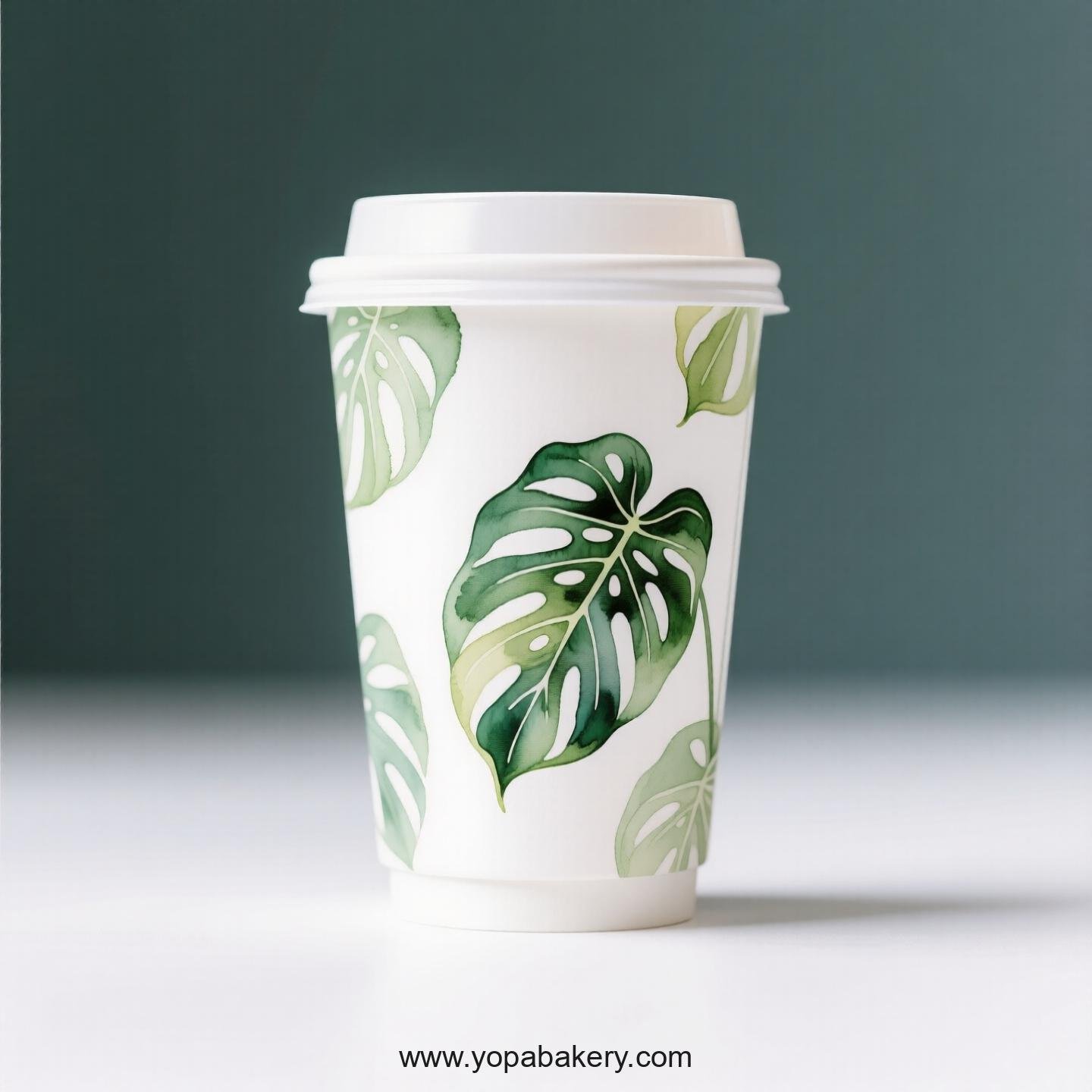 Disposable Alocasia Design Coffee Paper Cups Factory: Perfect for Bakeries