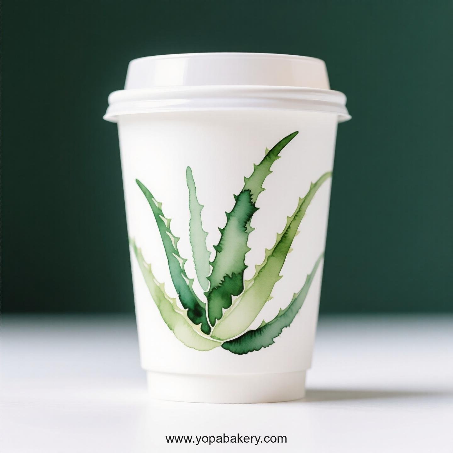 Aloe Vera Themed Disposable Coffee Paper Cups Factory: 4-24 oz Custom Logo & Door to Door
