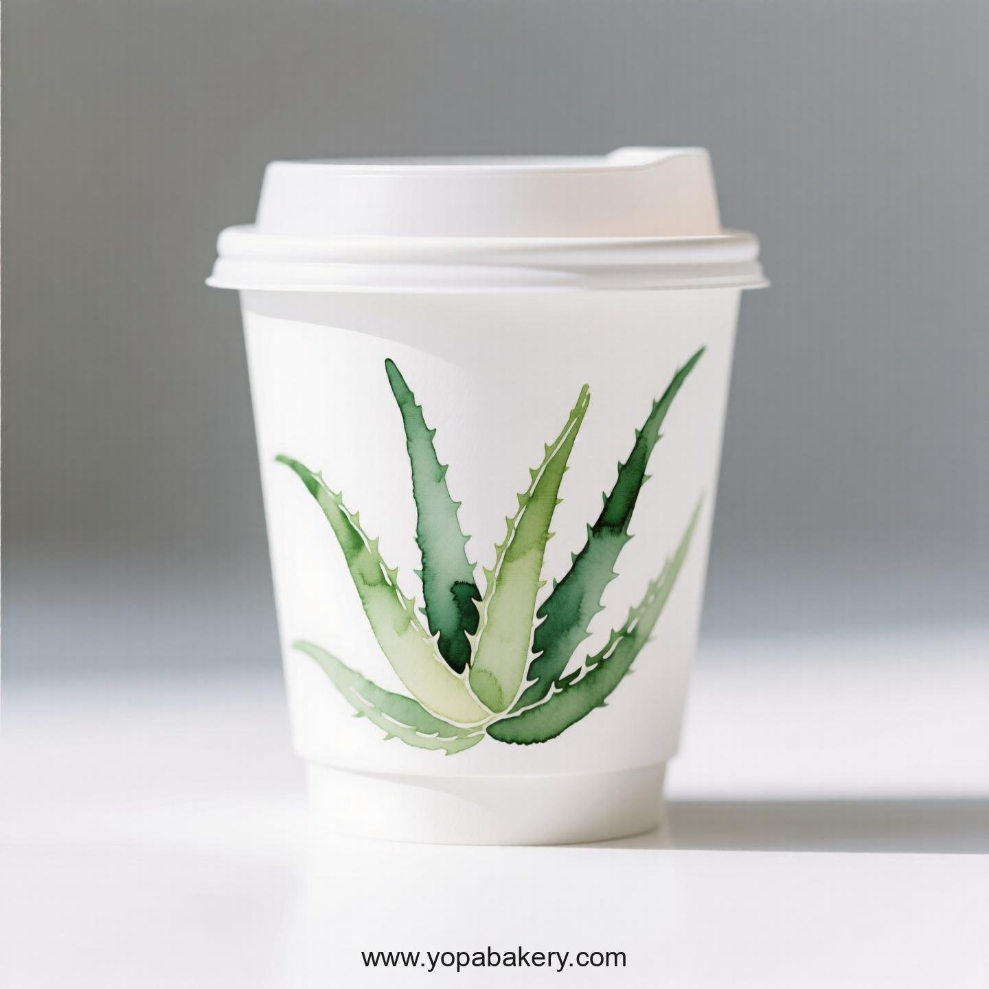 Aloe Vera Themed Disposable Coffee Paper Cups Factory: 4-24 oz Custom Logo & Door to Door