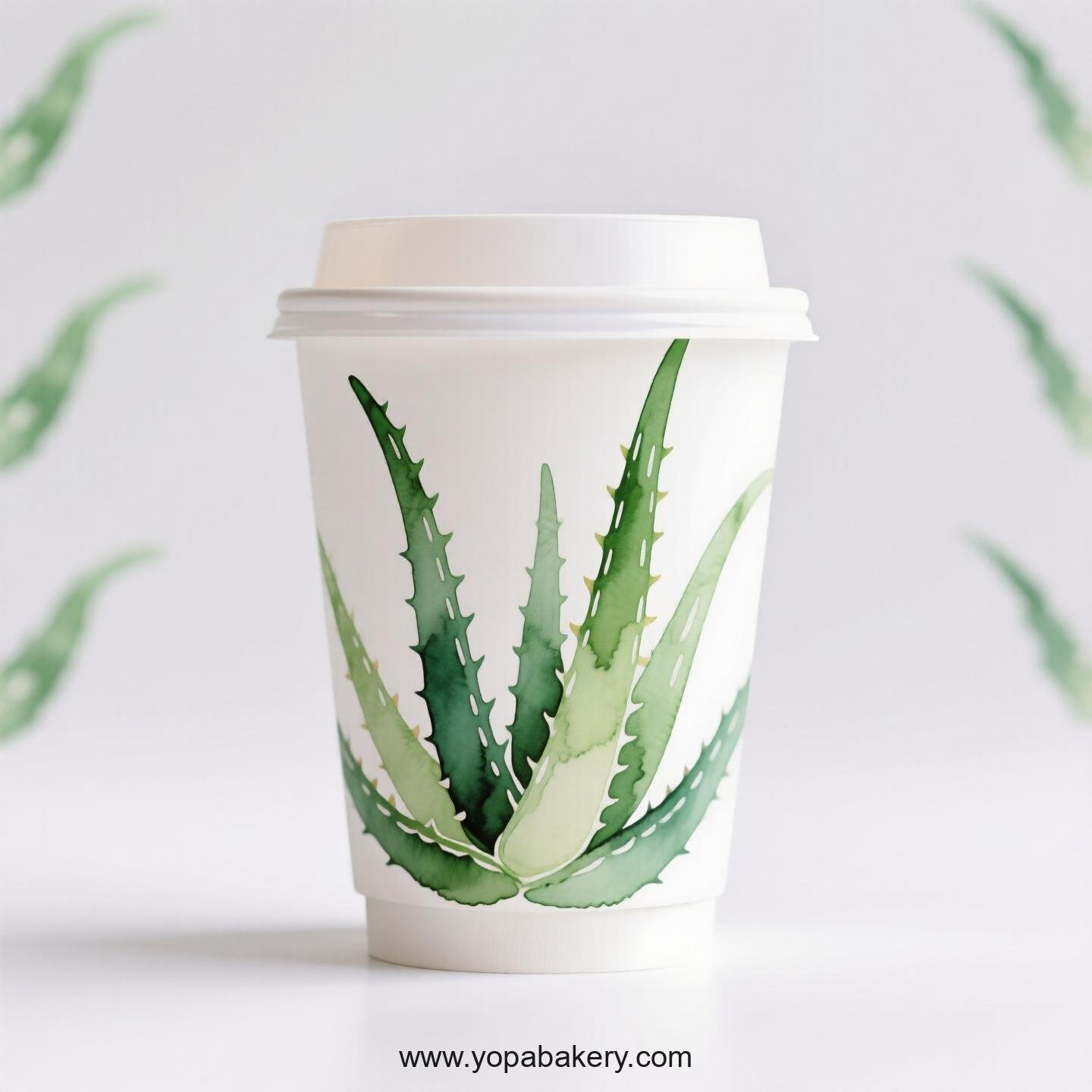 Aloe Vera Themed Disposable Coffee Paper Cups Factory: 4-24 oz Custom Logo & Door to Door