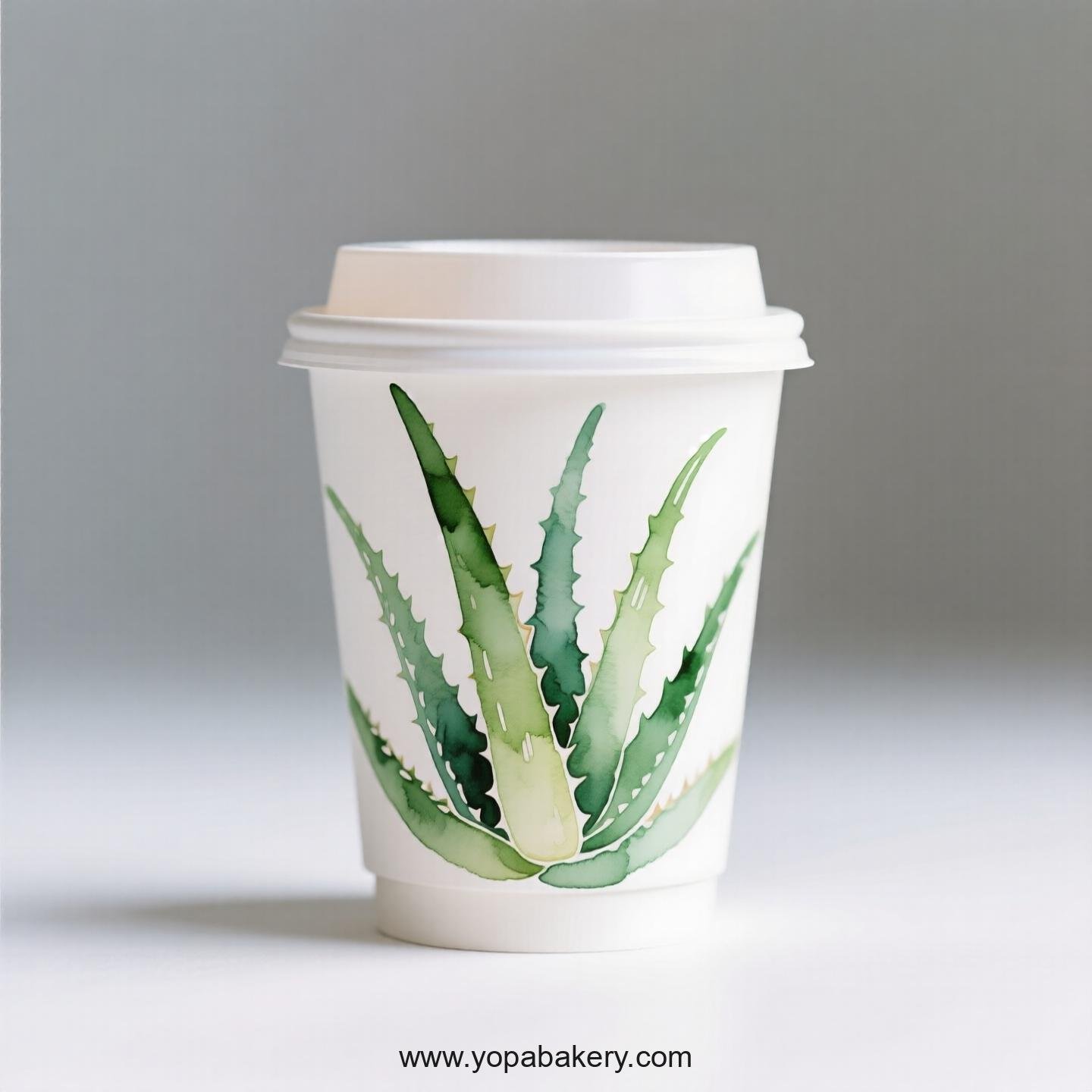 Aloe Vera Themed Disposable Coffee Paper Cups Factory: 4-24 oz Custom Logo & Door to Door