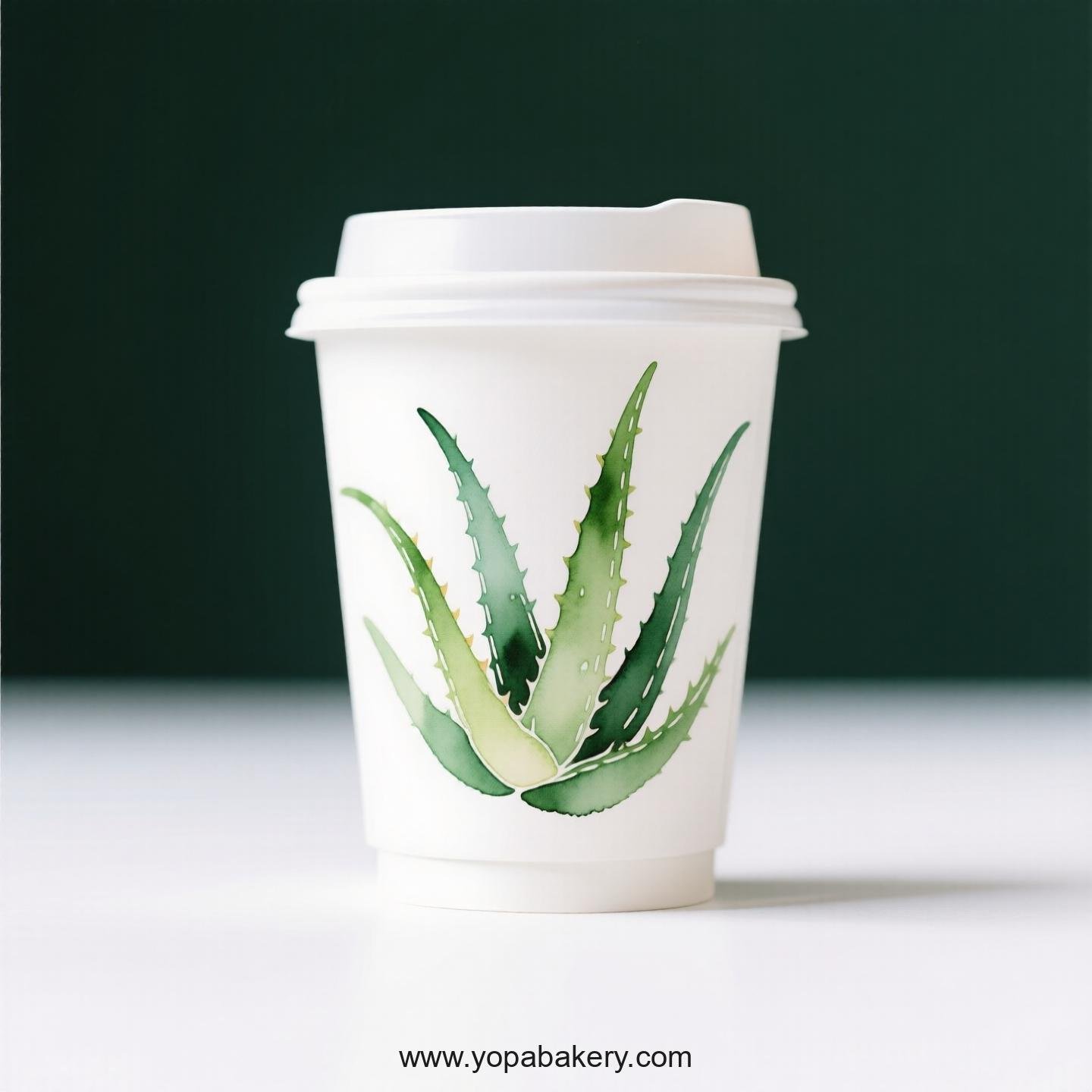 Aloe Vera Themed Disposable Coffee Paper Cups Factory: 4-24 oz Custom Logo & Door to Door