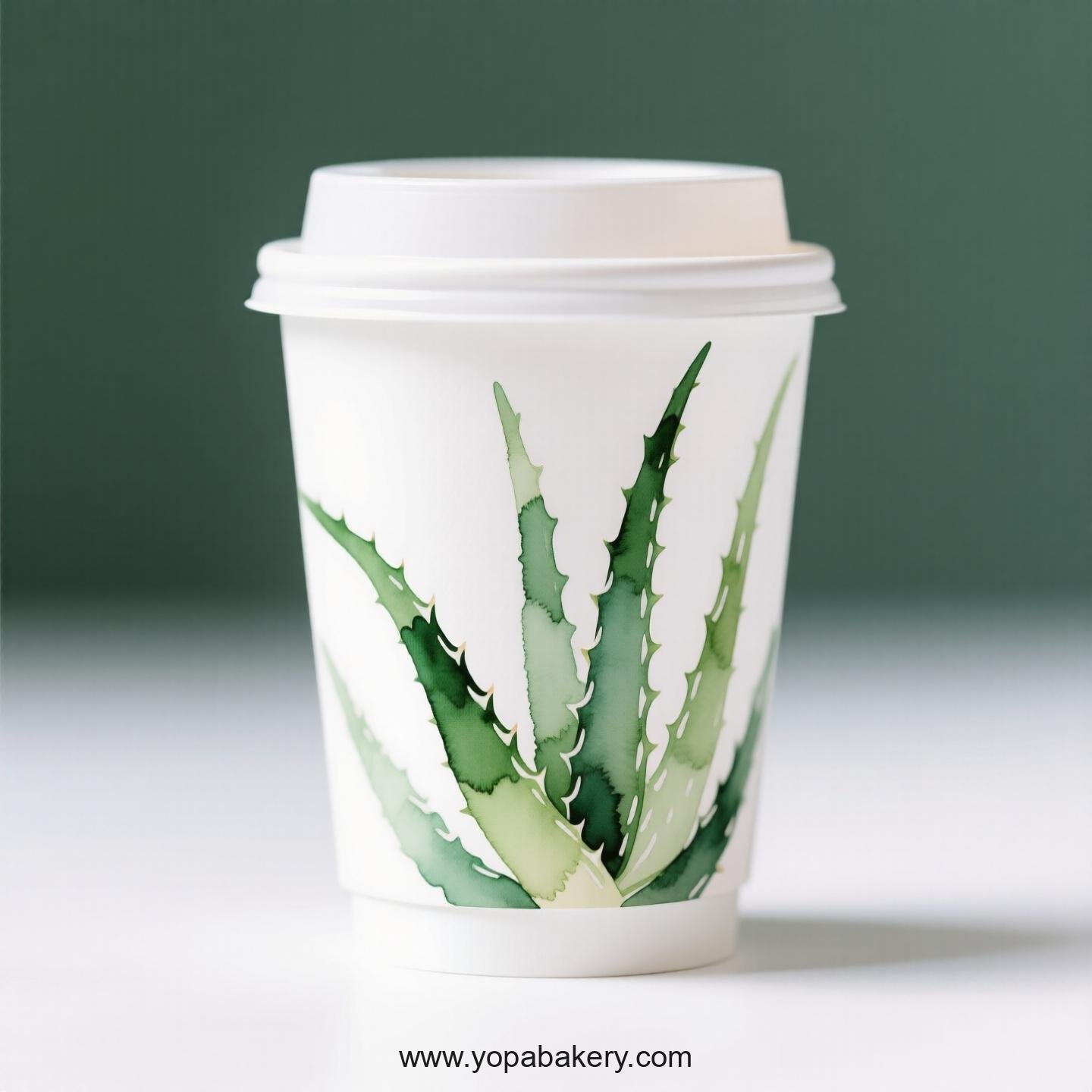 Aloe Vera Themed Disposable Coffee Paper Cups Factory: 4-24 oz Custom Logo & Door to Door