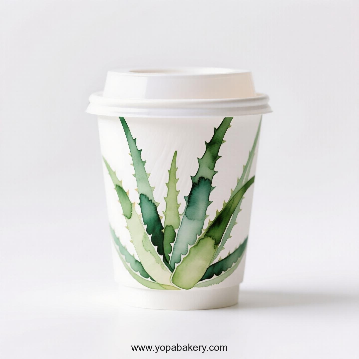 Aloe Vera Themed Disposable Coffee Paper Cups Factory: 4-24 oz Custom Logo & Door to Door