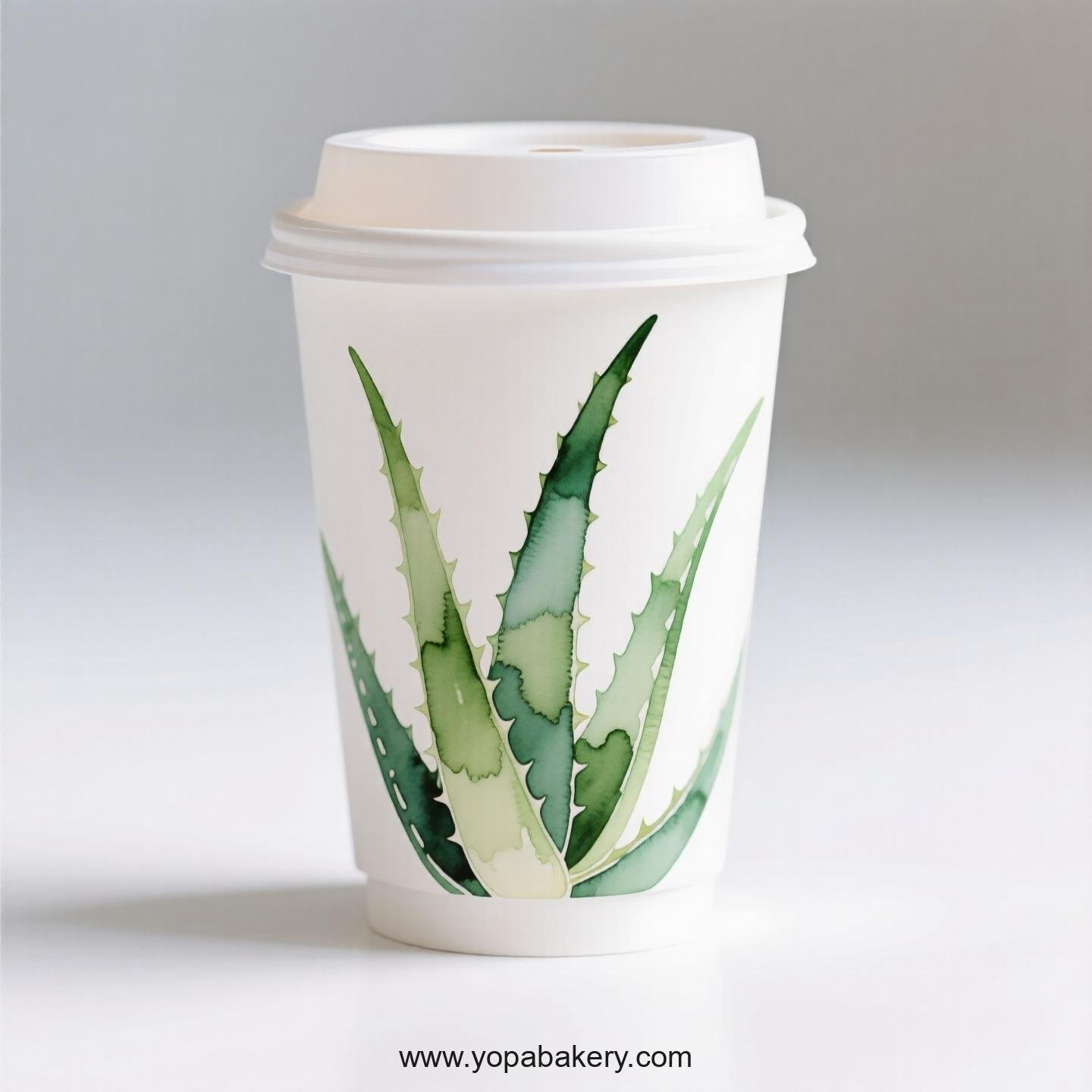 Aloe Vera Themed Disposable Coffee Paper Cups Factory: 4-24 oz Custom Logo & Door to Door