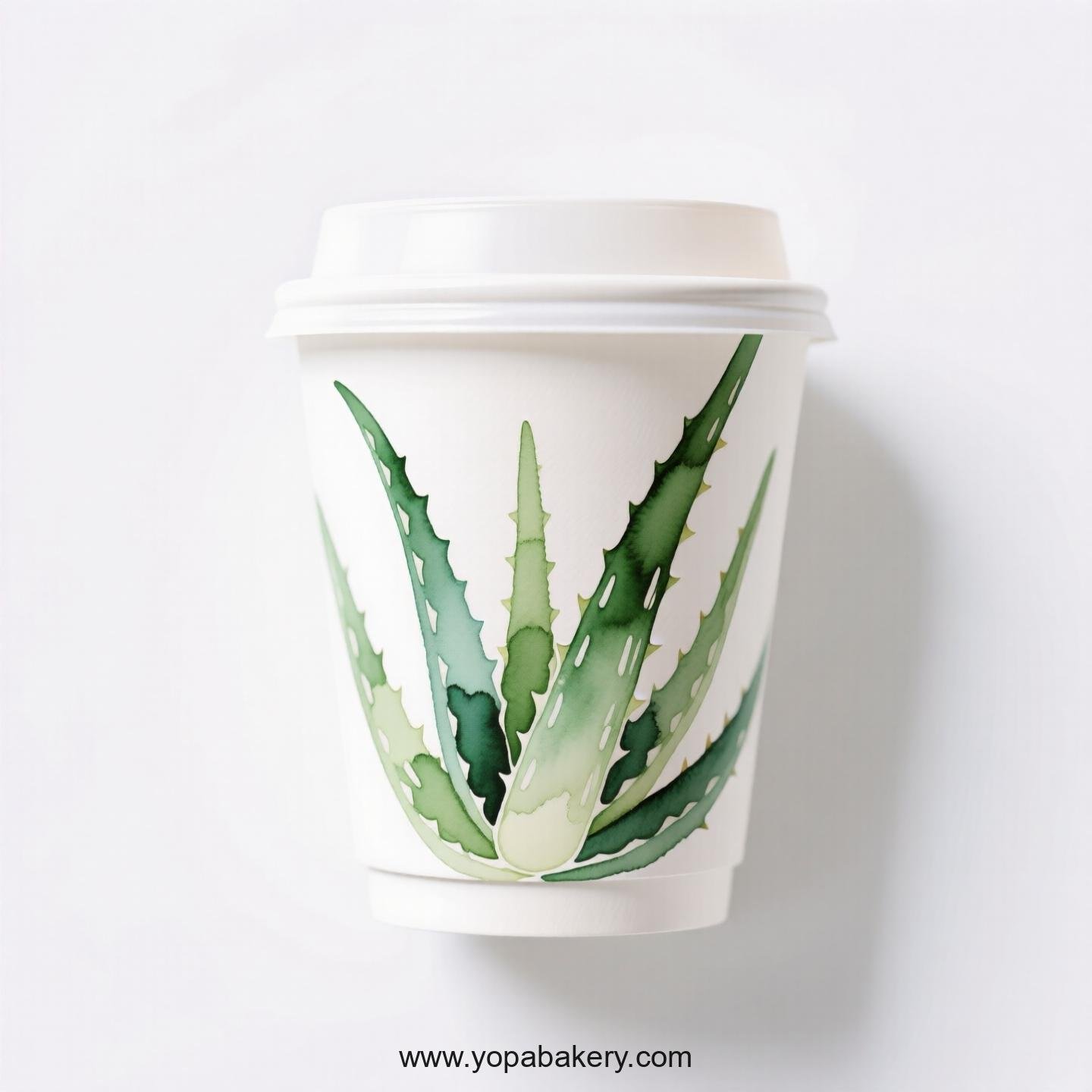 Aloe Vera Themed Disposable Coffee Paper Cups Factory: 4-24 oz Custom Logo & Door to Door