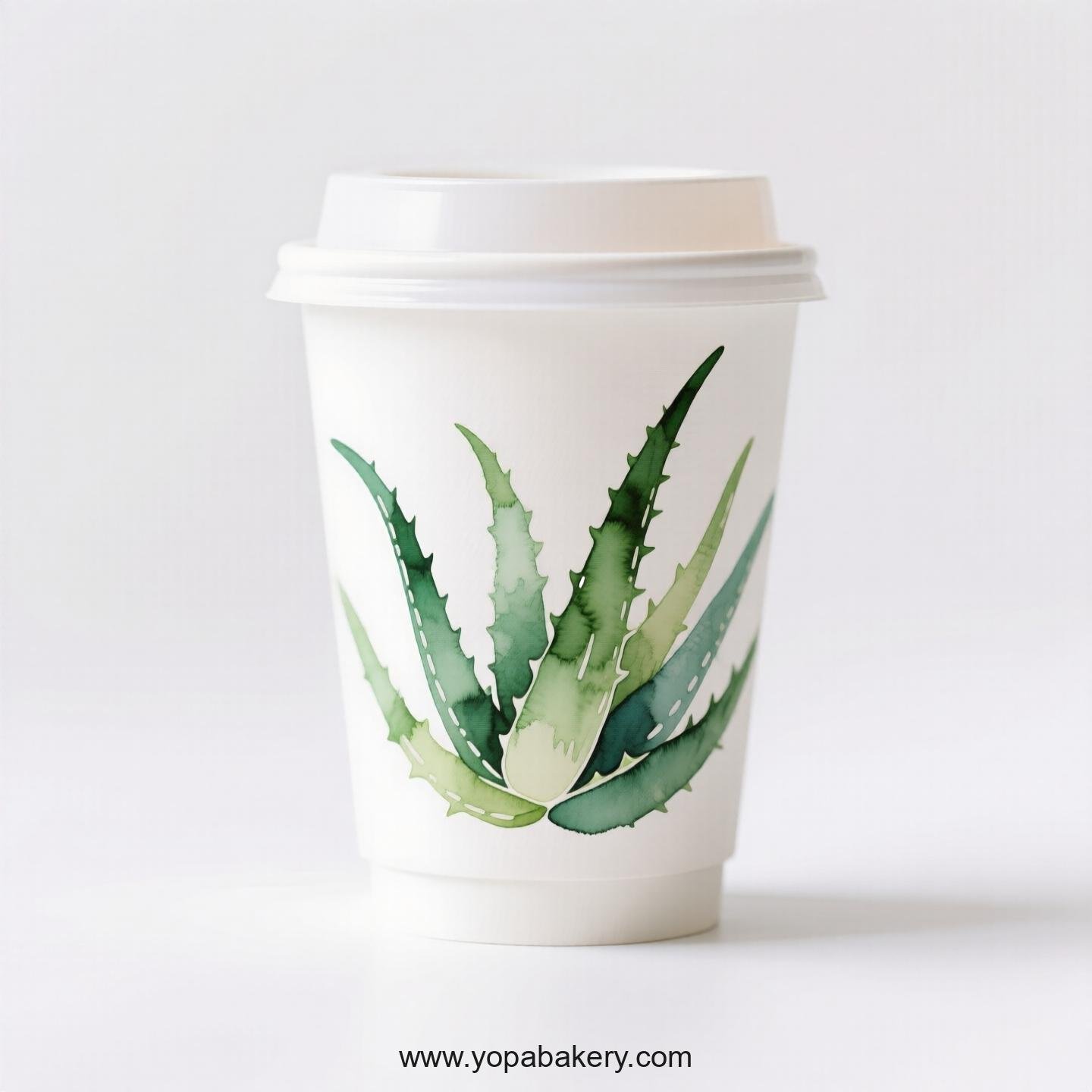 Aloe Vera Themed Disposable Coffee Paper Cups Factory: 4-24 oz Custom Logo & Door to Door