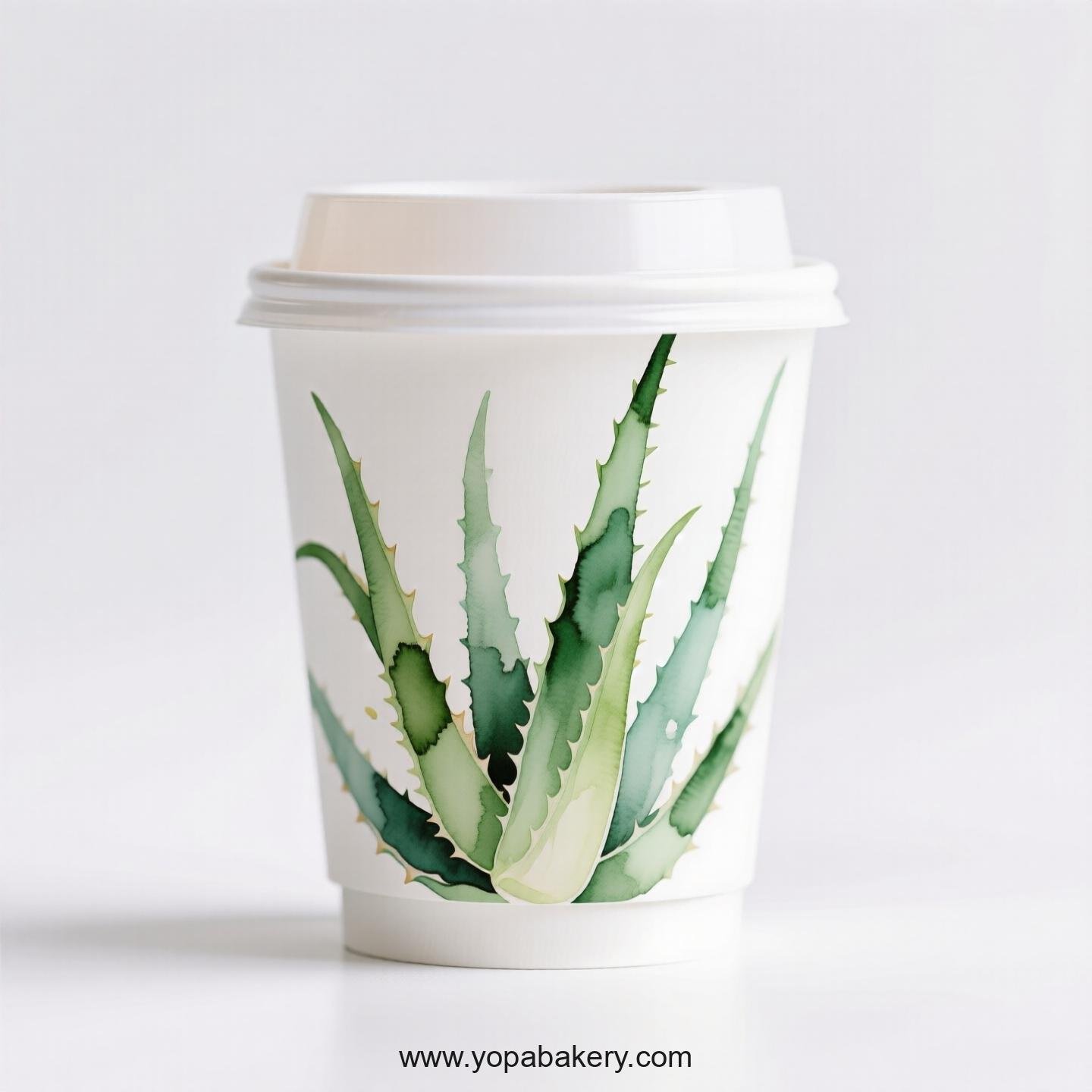 Aloe Vera Themed Disposable Coffee Paper Cups Factory: 4-24 oz Custom Logo & Door to Door