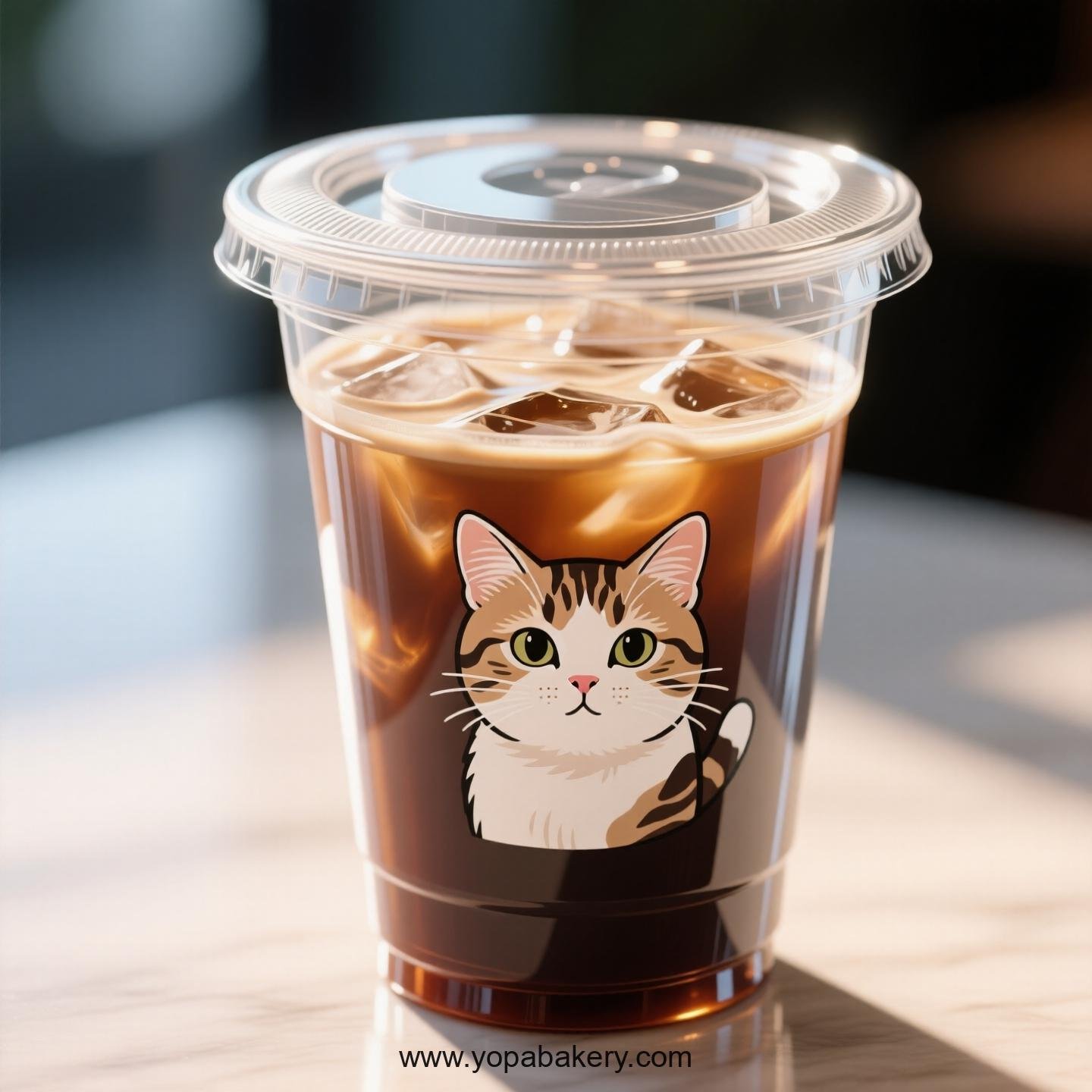 American Curl cat Themed Clear Plastic Cups - Disposable PP & PET Coffee Cups with Lids