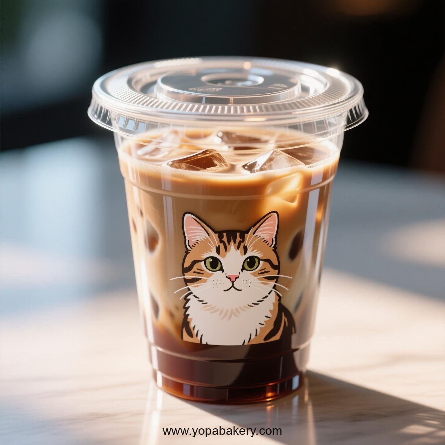 American Curl cat Themed Clear Plastic Cups - Disposable PP & PET Coffee Cups with Lids
