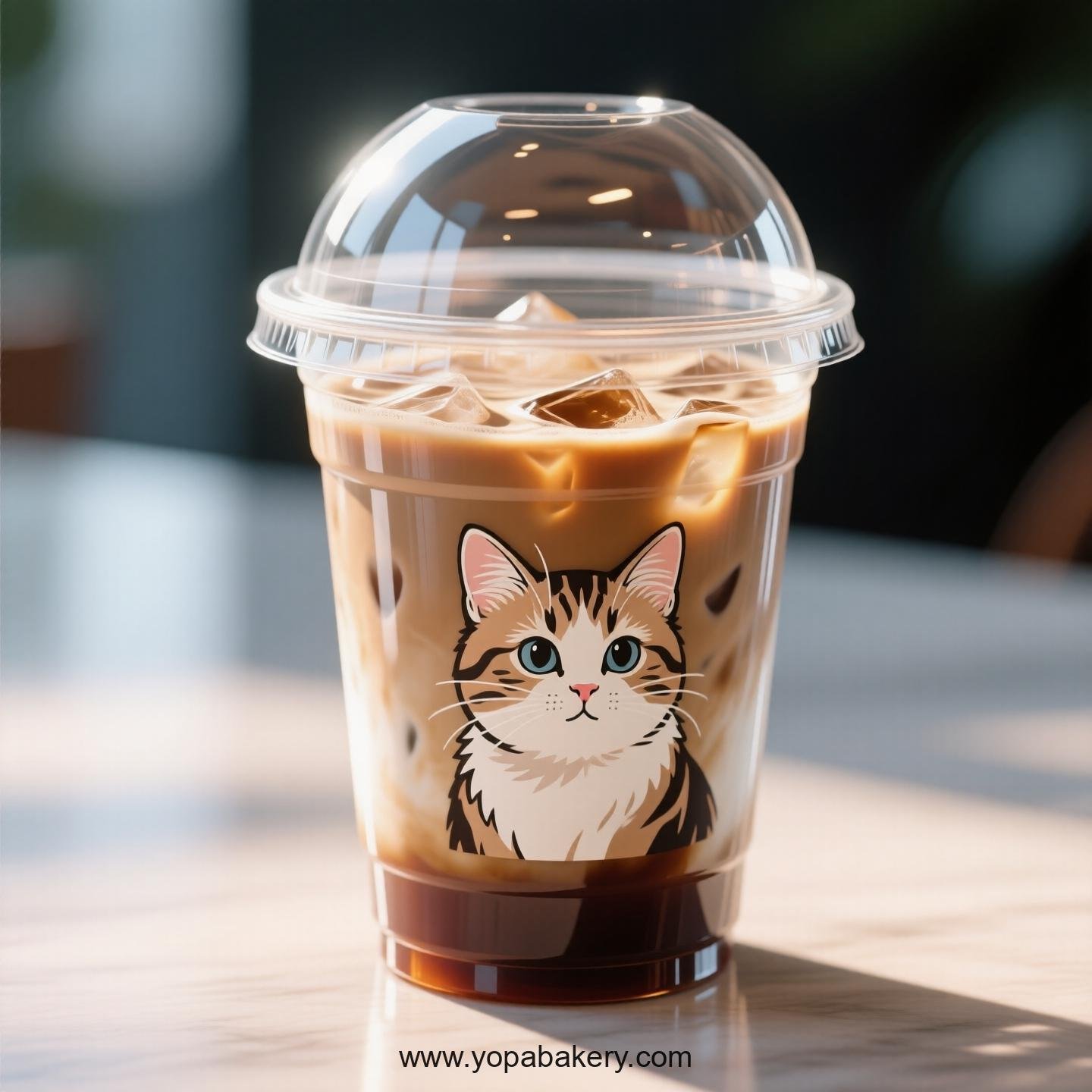 American Curl cat Themed Clear Plastic Cups - Disposable PP & PET Coffee Cups with Lids