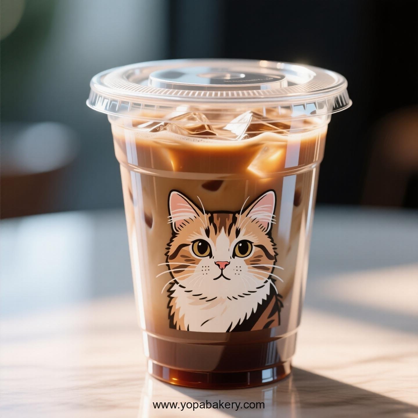 American Curl cat Themed Clear Plastic Cups - Disposable PP & PET Coffee Cups with Lids