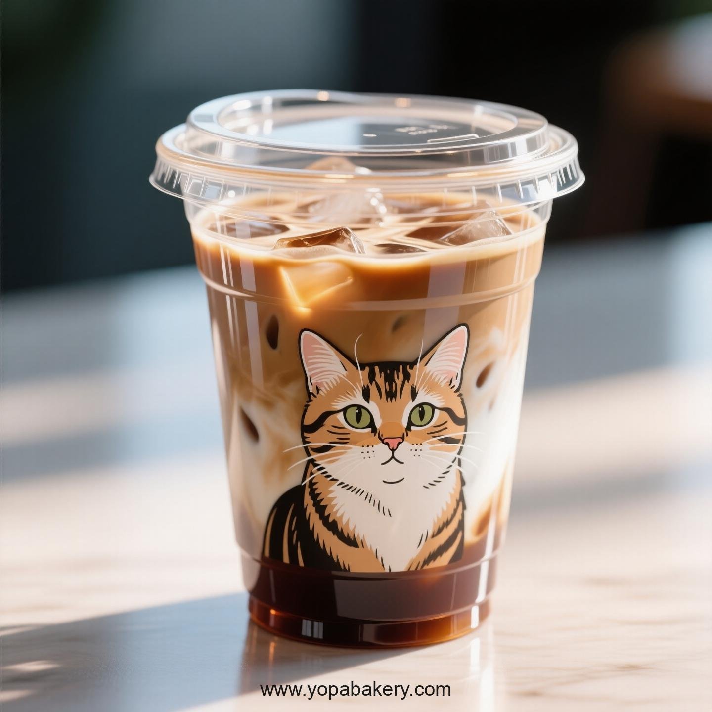 American Curl cat Themed Clear Plastic Cups - Disposable PP & PET Coffee Cups with Lids