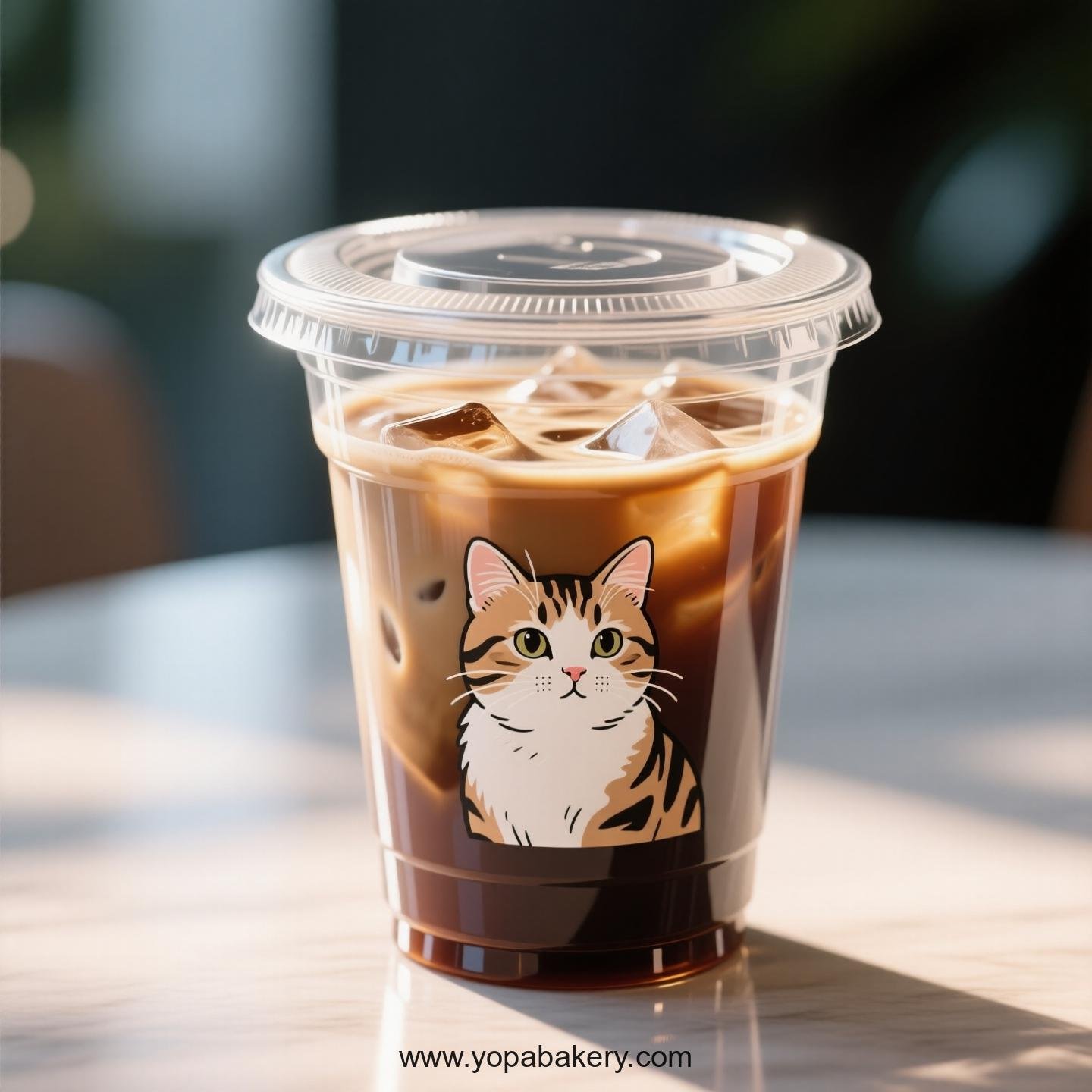 American Curl cat Themed Clear Plastic Cups - Disposable PP & PET Coffee Cups with Lids