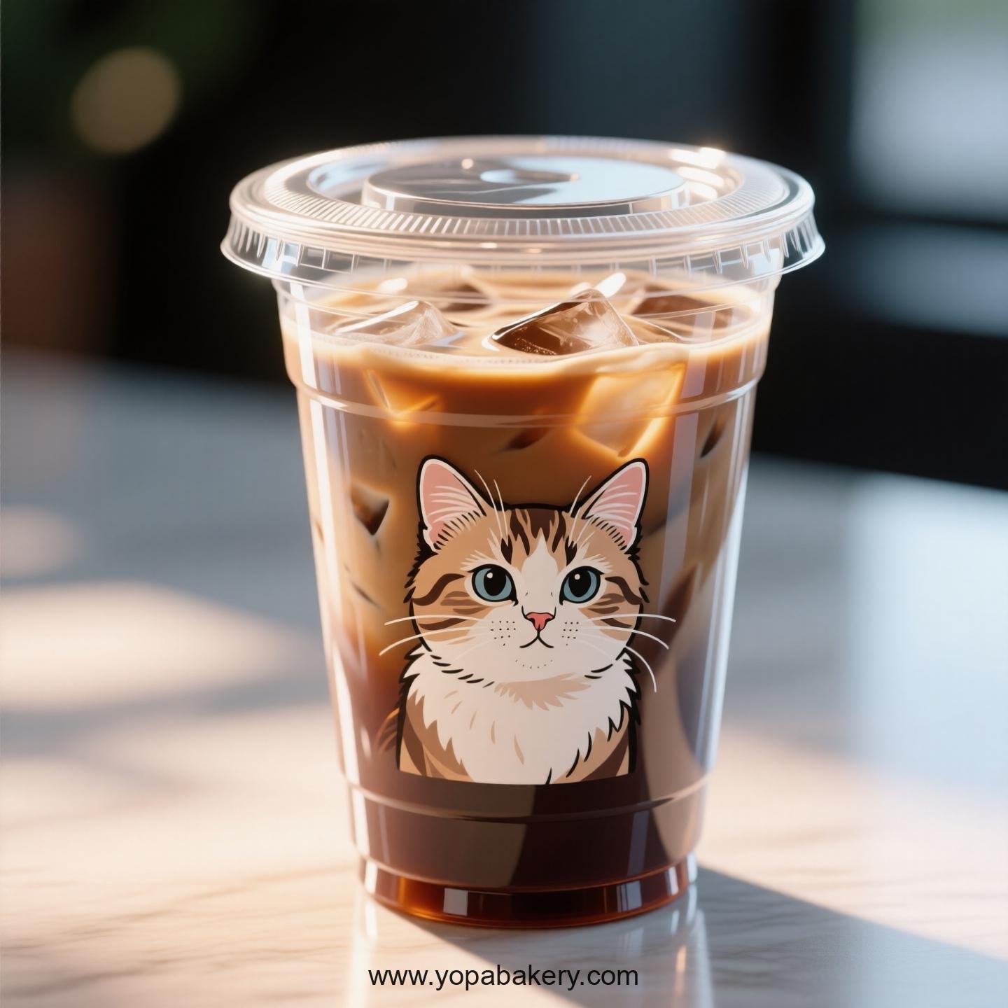 American Curl cat Themed Clear Plastic Cups - Disposable PP & PET Coffee Cups with Lids