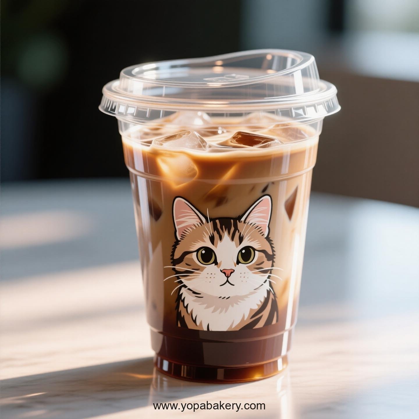 American Curl cat Themed Clear Plastic Cups - Disposable PP & PET Coffee Cups with Lids