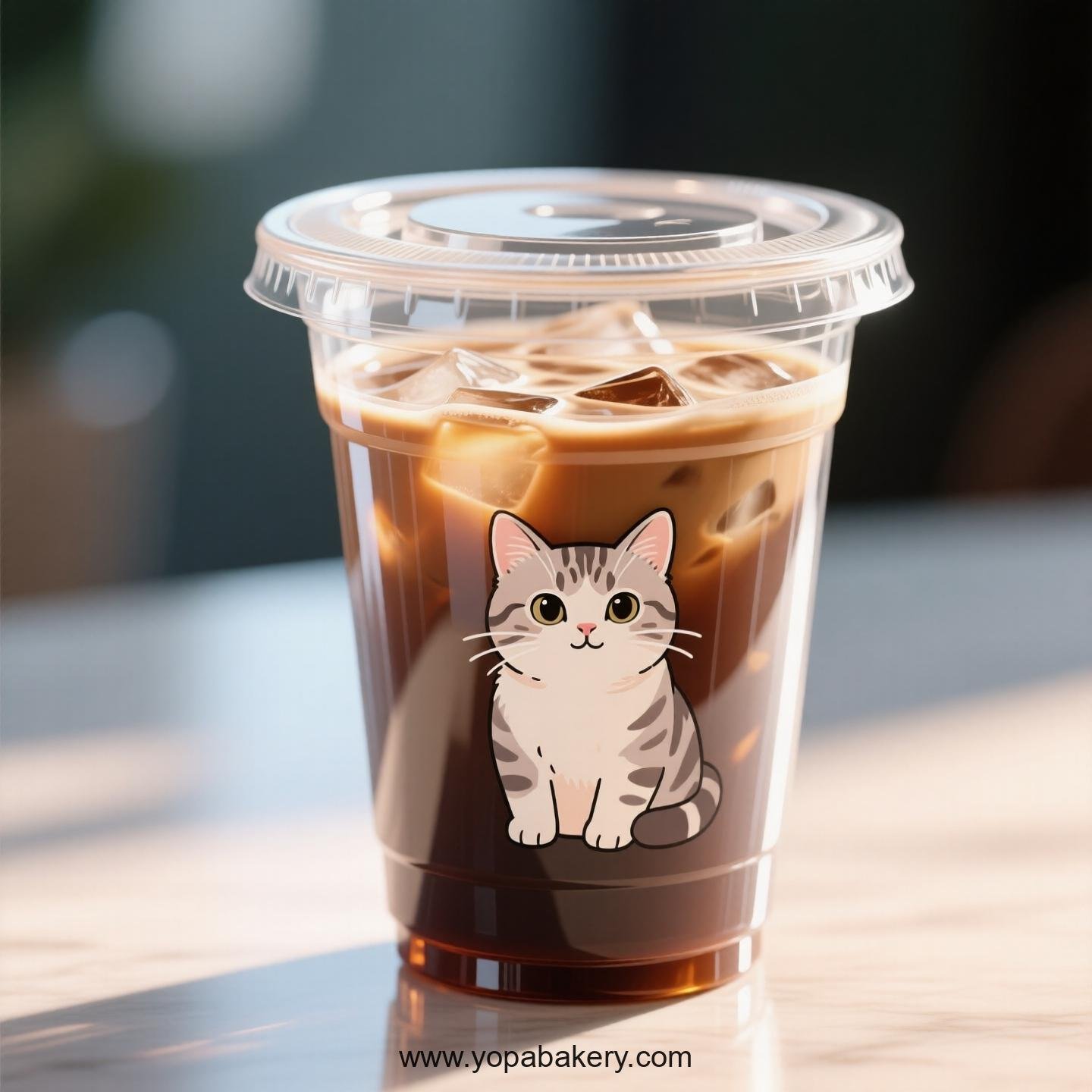 American Shorthair Themed Clear Plastic Cups - Disposable PP & PET Coffee Cups with Lids