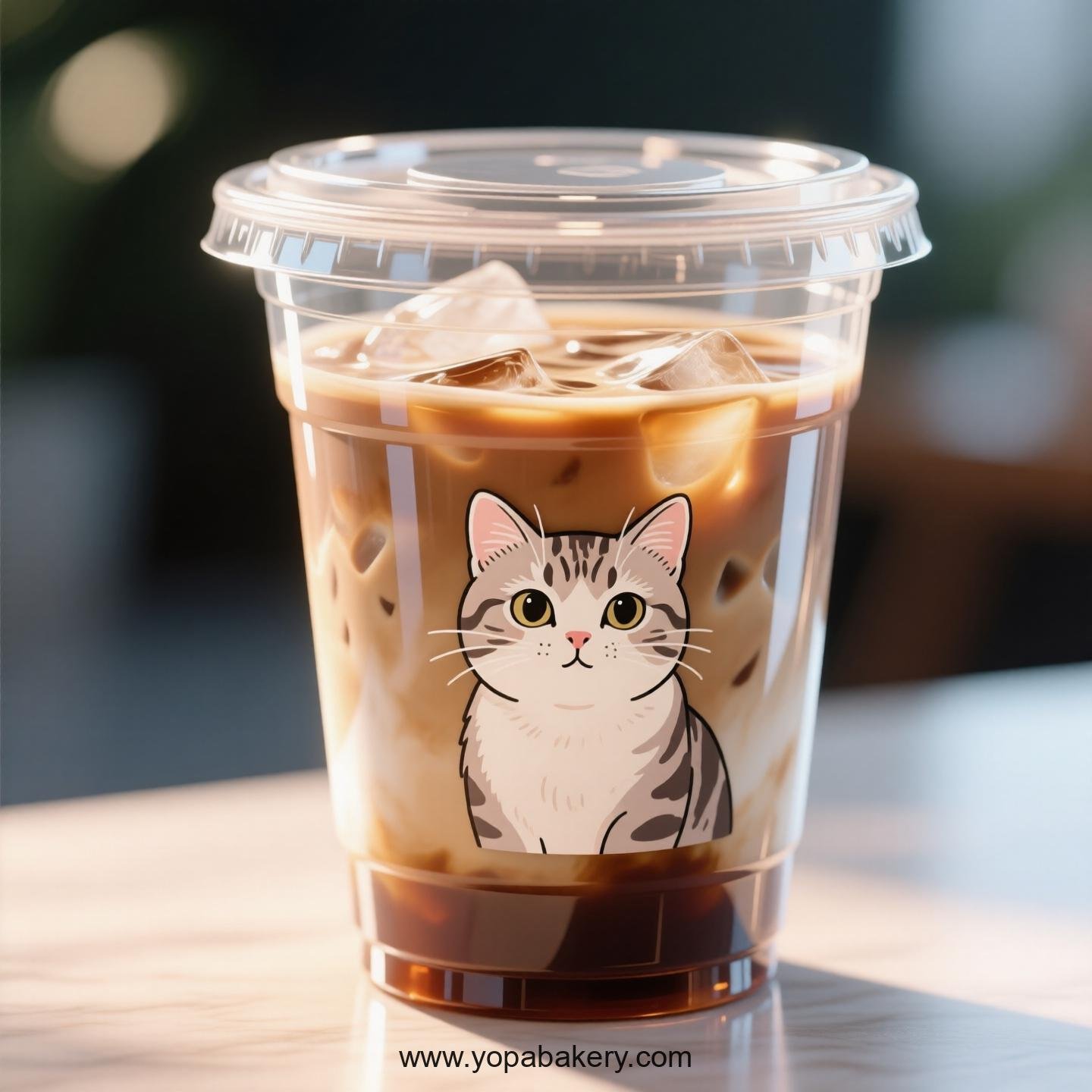 American Shorthair Themed Clear Plastic Cups - Disposable PP & PET Coffee Cups with Lids