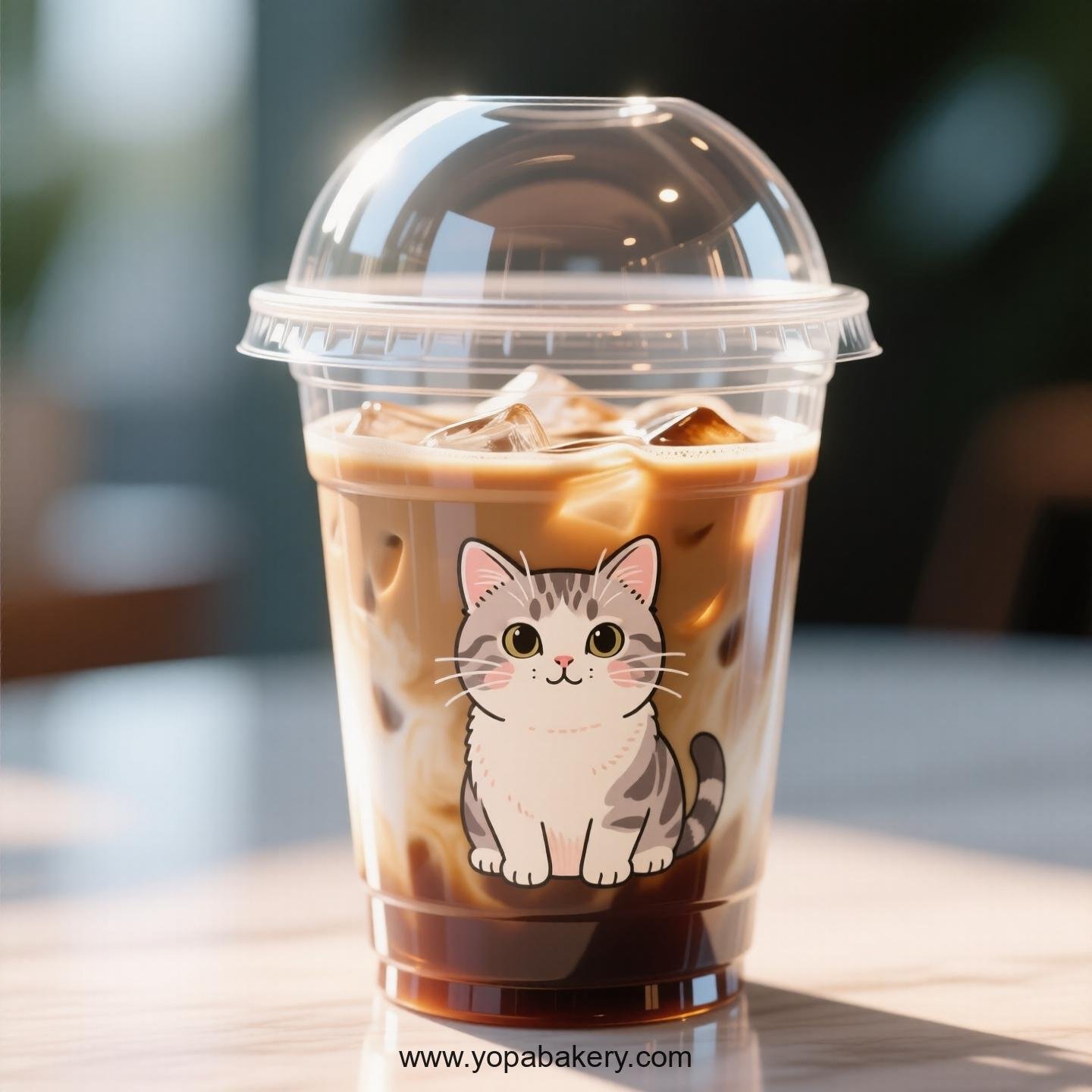 American Shorthair Themed Clear Plastic Cups - Disposable PP & PET Coffee Cups with Lids