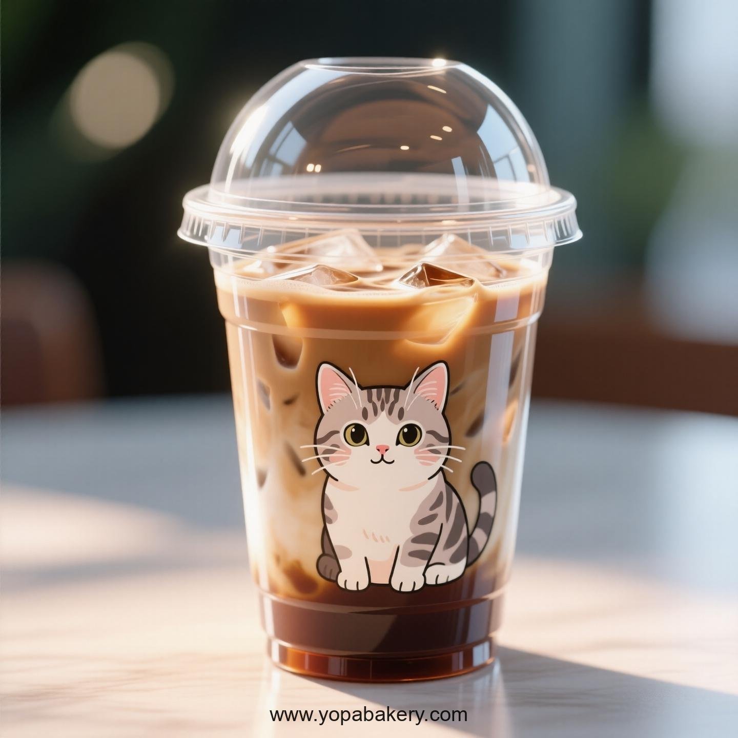 American Shorthair Themed Clear Plastic Cups - Disposable PP & PET Coffee Cups with Lids