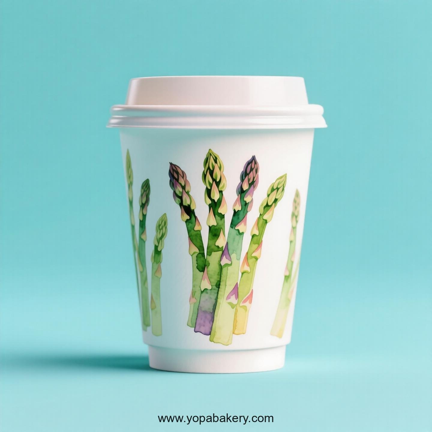 Asparagus Design Paper Coffee Cups Factory: 4-24 oz Custom Logo