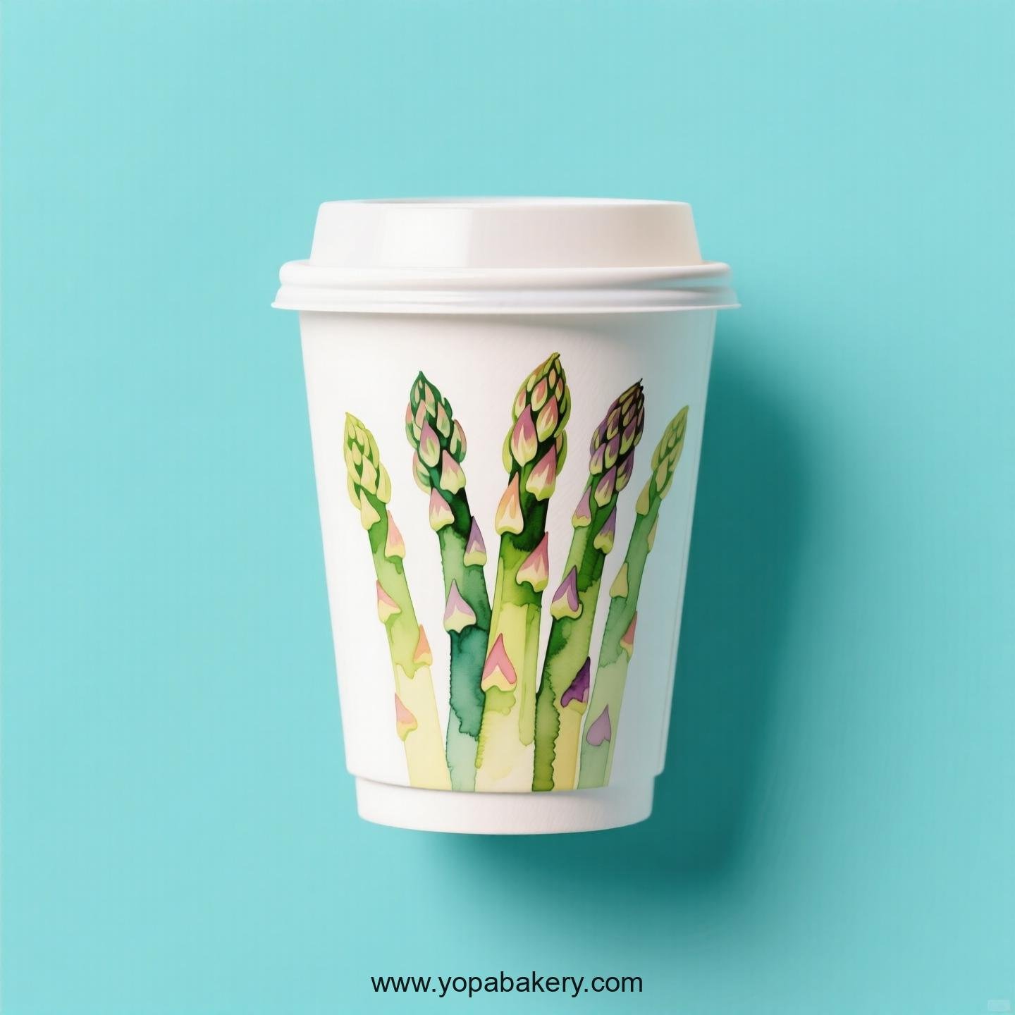 Asparagus Design Paper Coffee Cups Factory: 4-24 oz Custom Logo