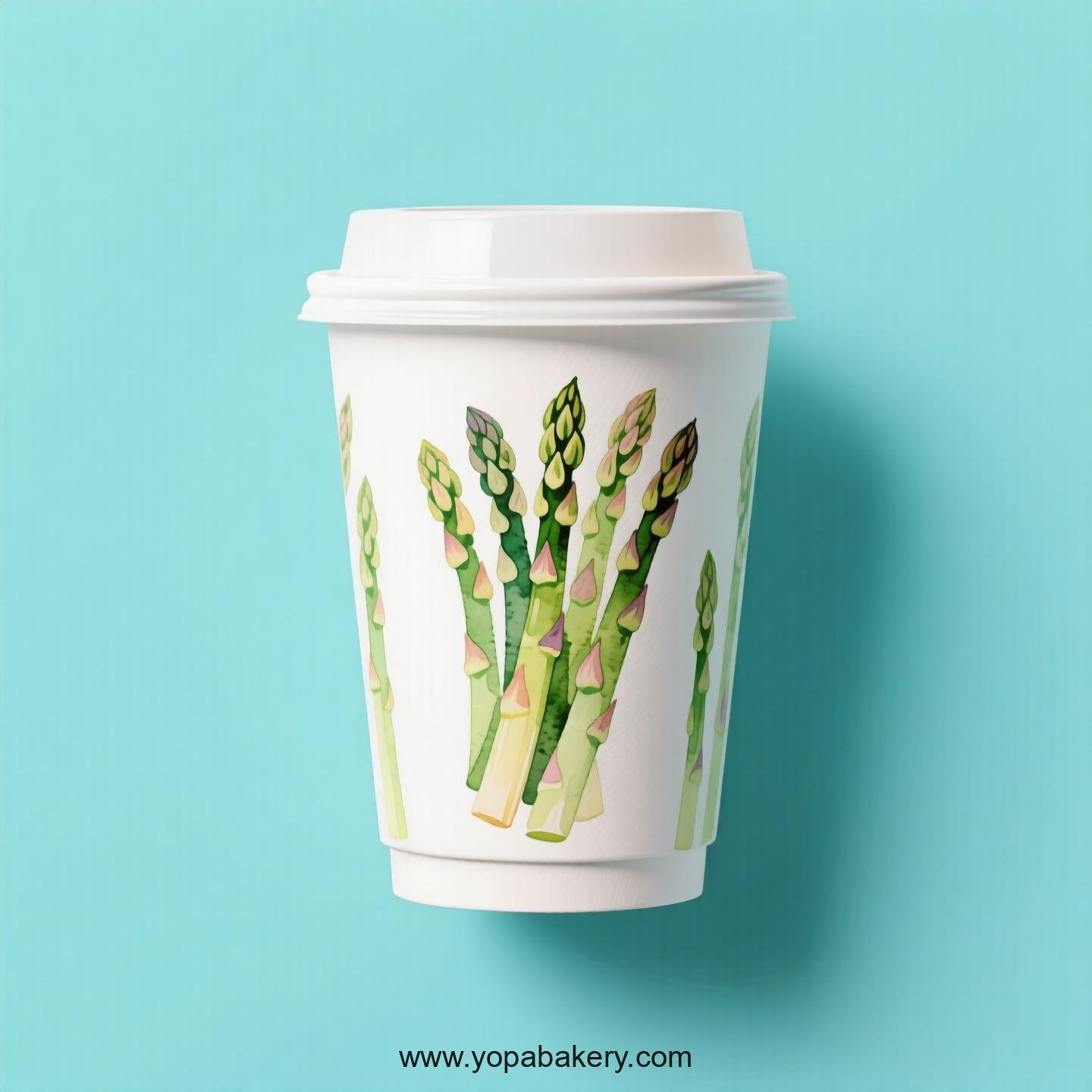 Asparagus Design Paper Coffee Cups Factory: 4-24 oz Custom Logo
