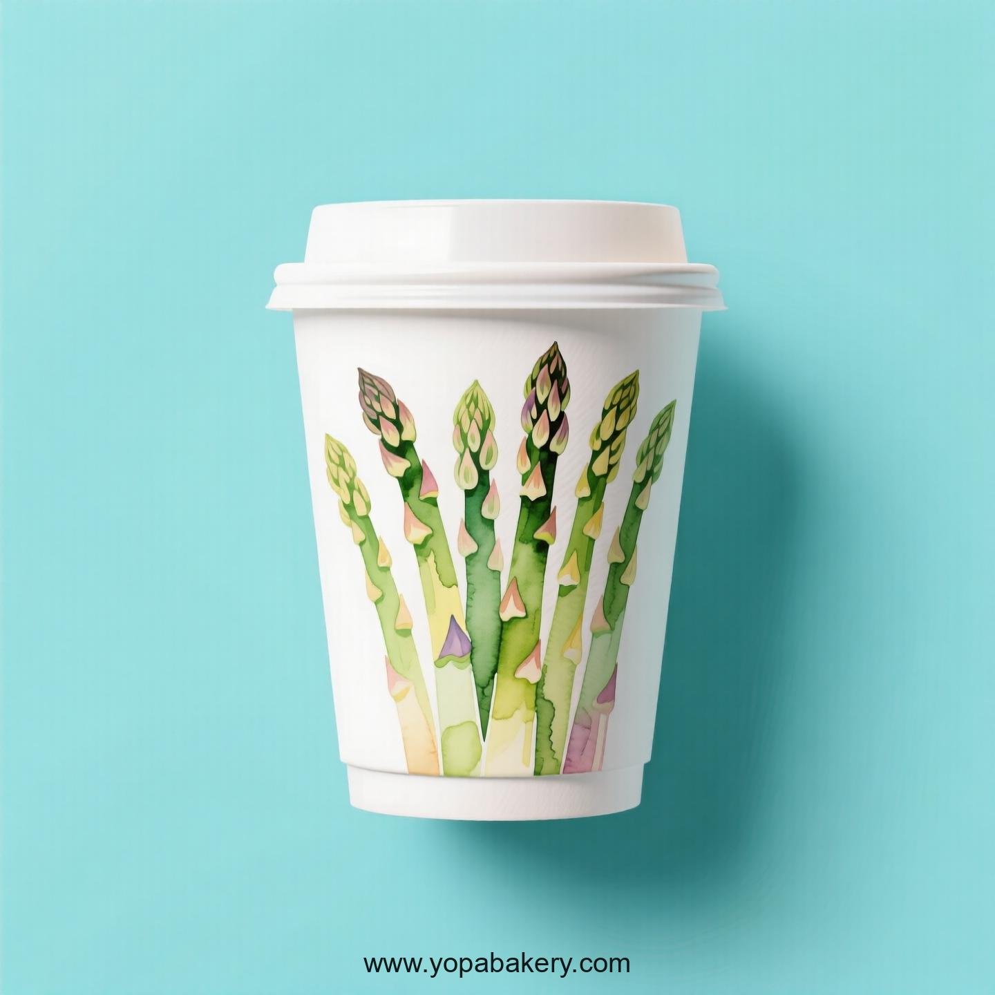 Asparagus Design Paper Coffee Cups Factory: 4-24 oz Custom Logo