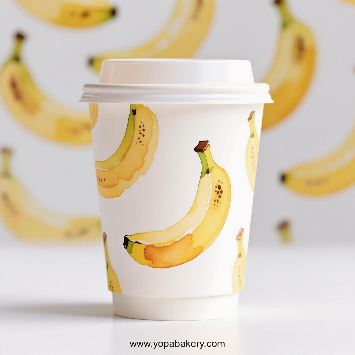 Banana Design Paper Coffee Cups Factory: 4-24 oz Custom Logo