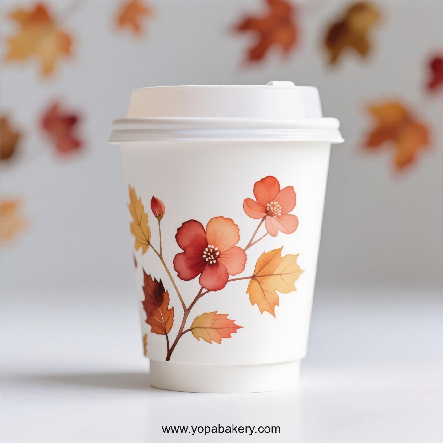 Begonia Themed Disposable Coffee Paper Cups Factory: 4-24 oz Custom Logo & Door to Door