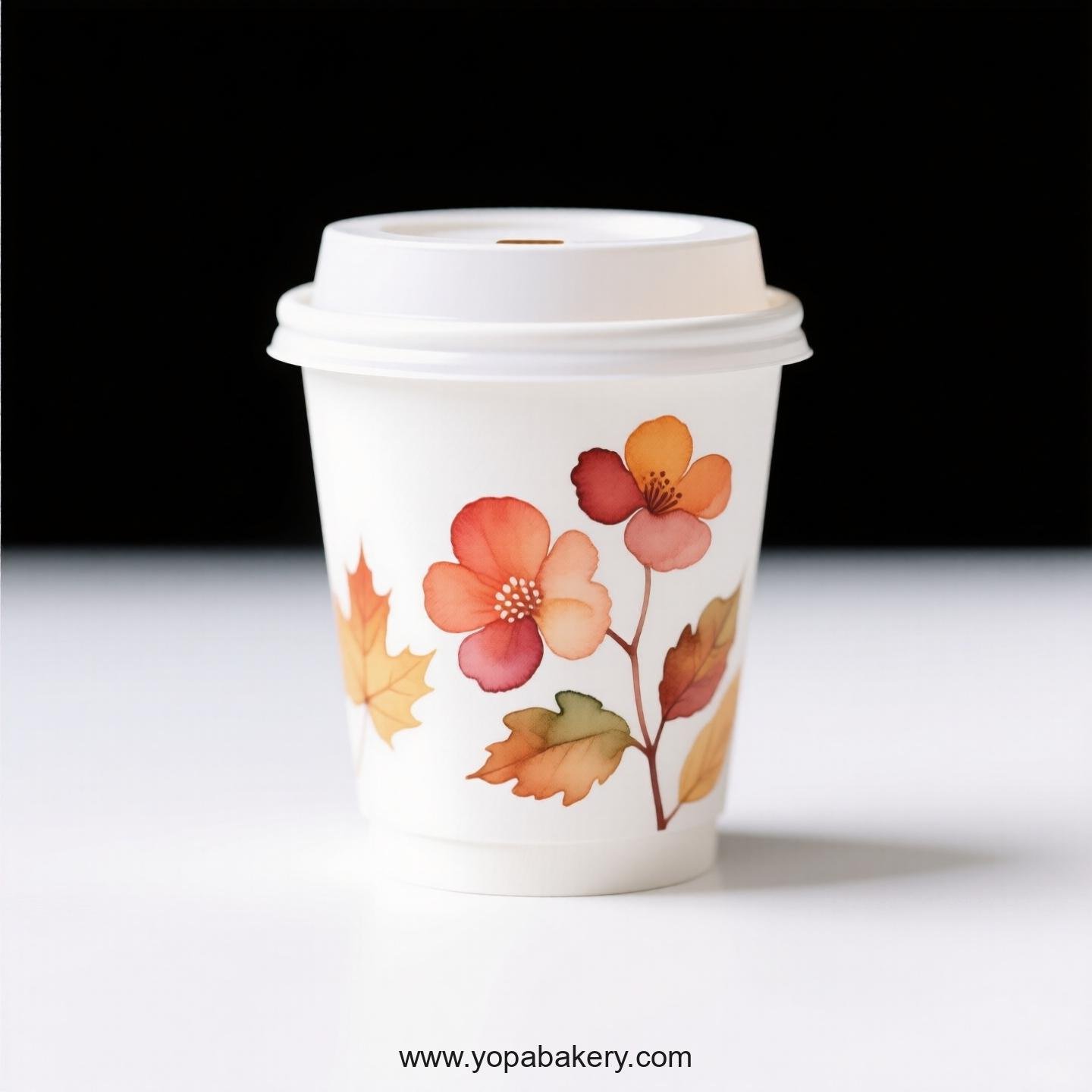 Begonia Themed Disposable Coffee Paper Cups Factory: 4-24 oz Custom Logo & Door to Door