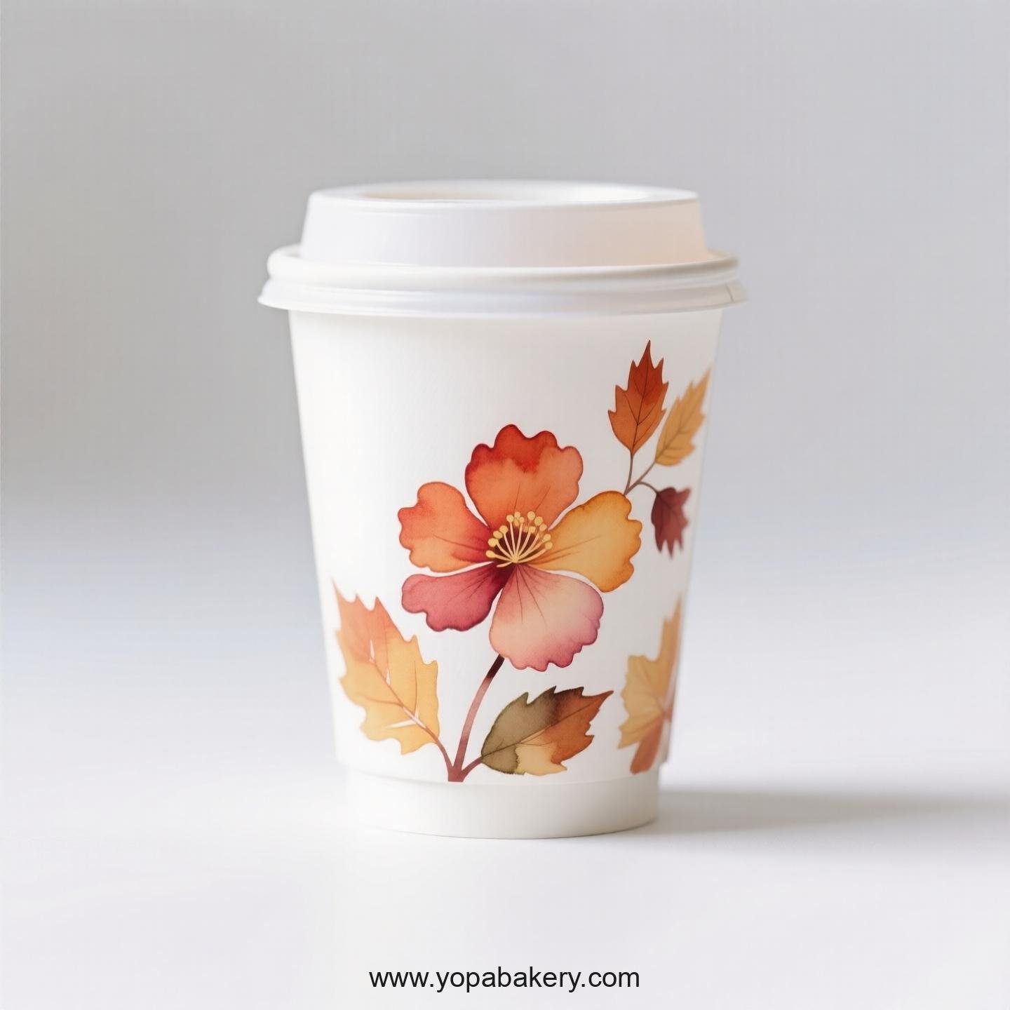 Begonia Themed Disposable Coffee Paper Cups Factory: 4-24 oz Custom Logo & Door to Door