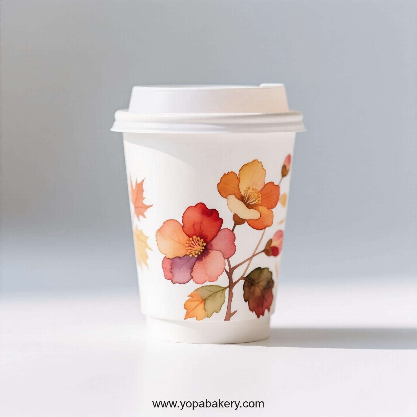 Begonia Themed Disposable Coffee Paper Cups Factory: 4-24 oz Custom Logo & Door to Door
