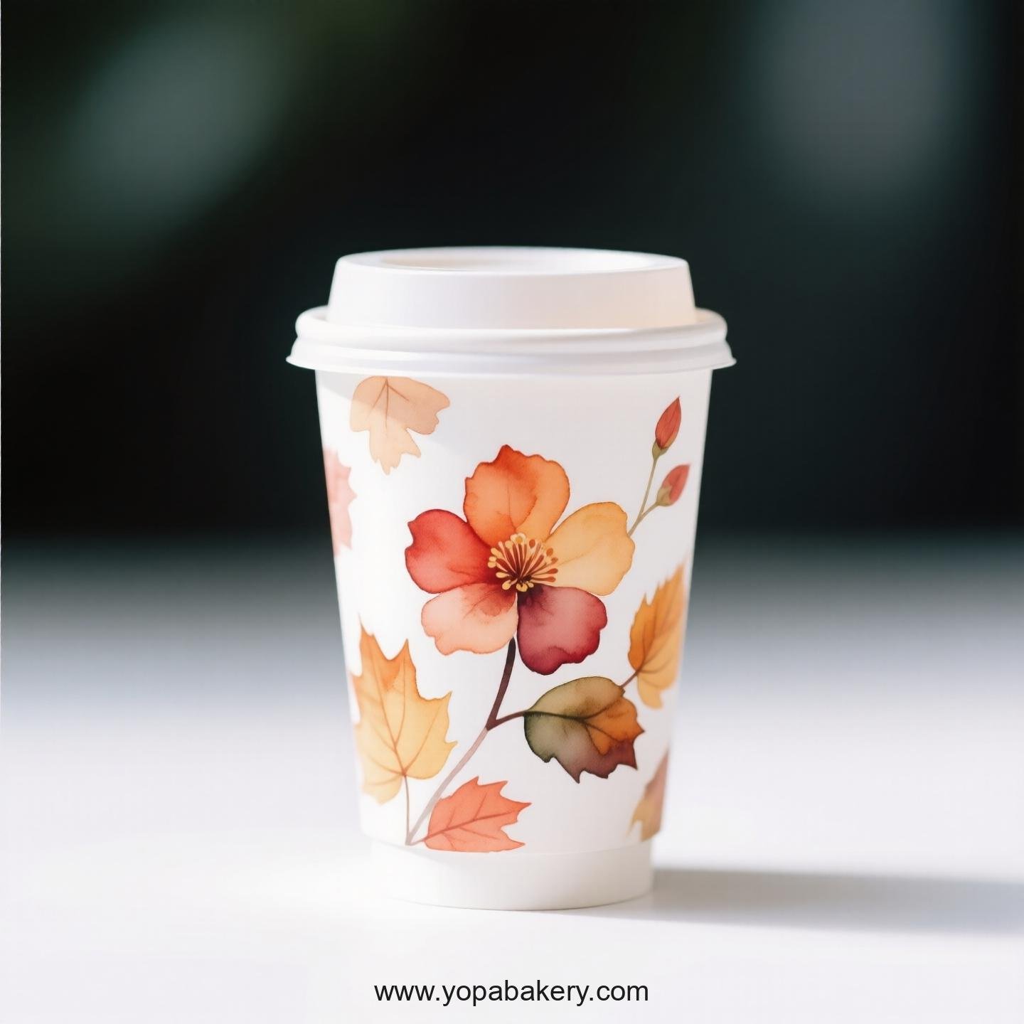 Begonia Themed Disposable Coffee Paper Cups Factory: 4-24 oz Custom Logo & Door to Door
