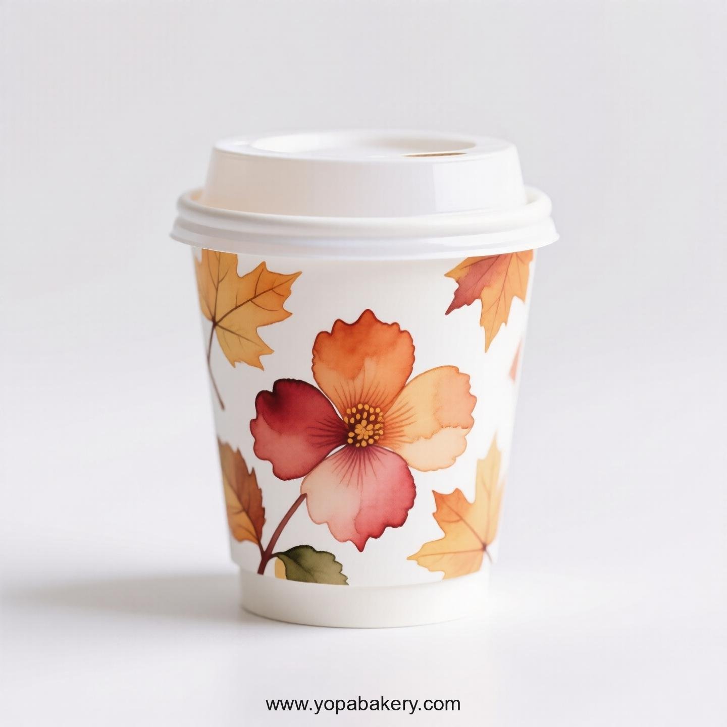 Begonia Themed Disposable Coffee Paper Cups Factory: 4-24 oz Custom Logo & Door to Door