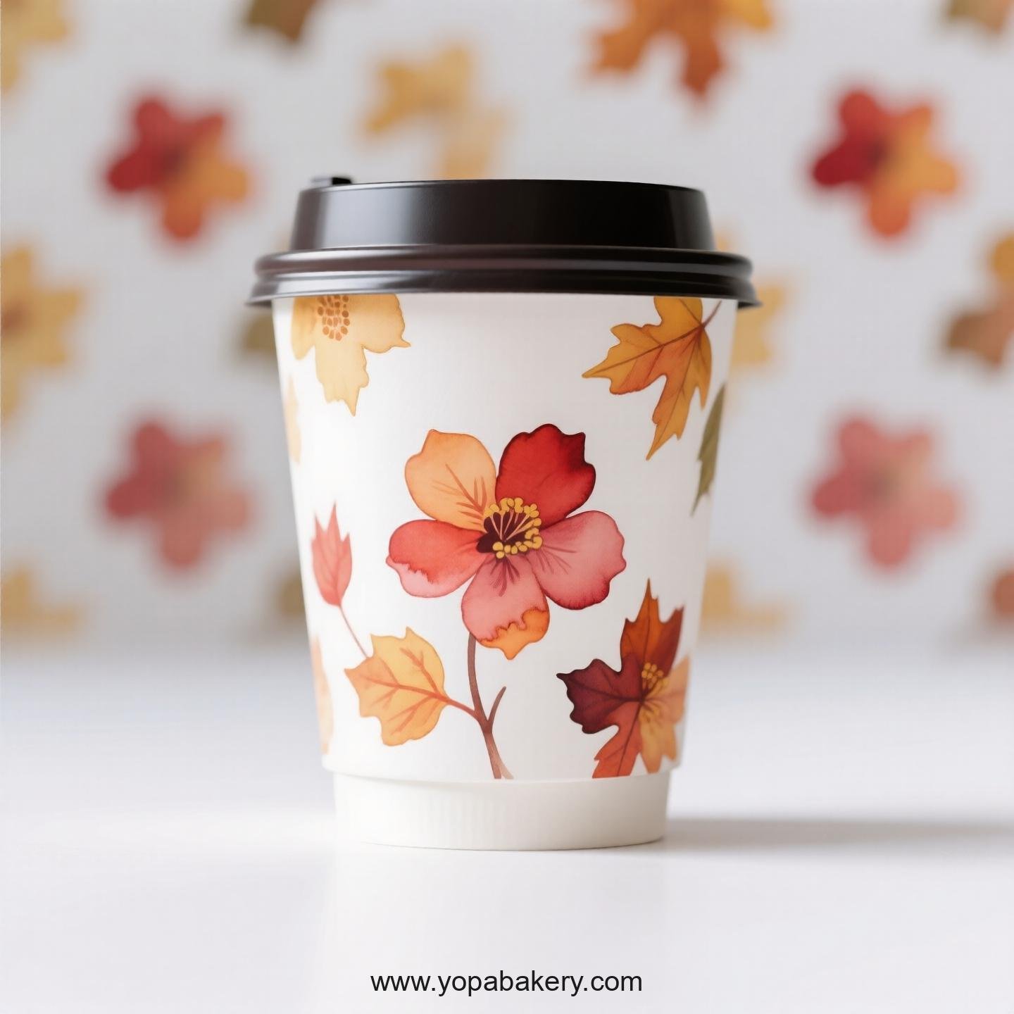 Begonia Themed Disposable Coffee Paper Cups Factory: 4-24 oz Custom Logo & Door to Door