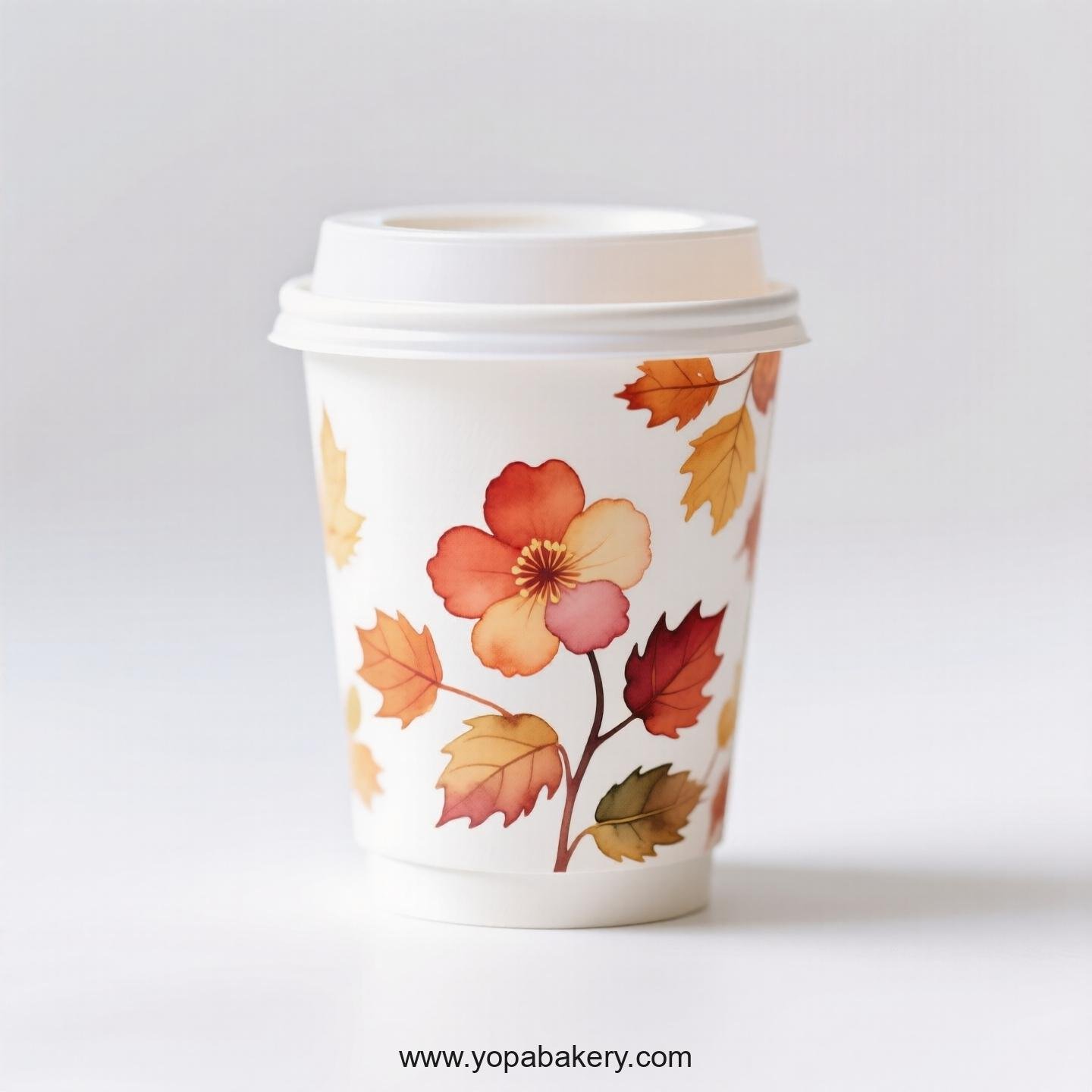 Begonia Themed Disposable Coffee Paper Cups Factory: 4-24 oz Custom Logo & Door to Door