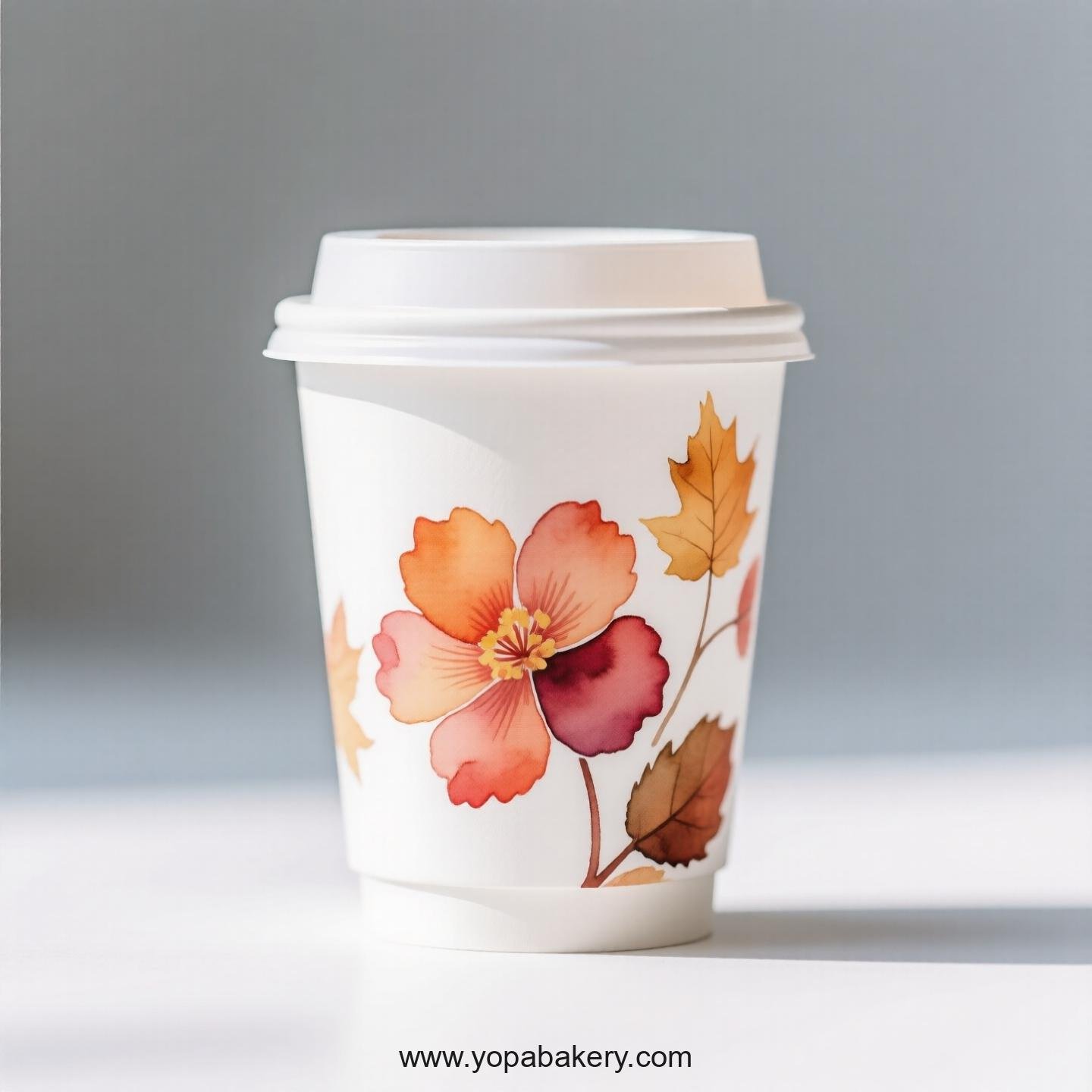 Begonia Themed Disposable Coffee Paper Cups Factory: 4-24 oz Custom Logo & Door to Door