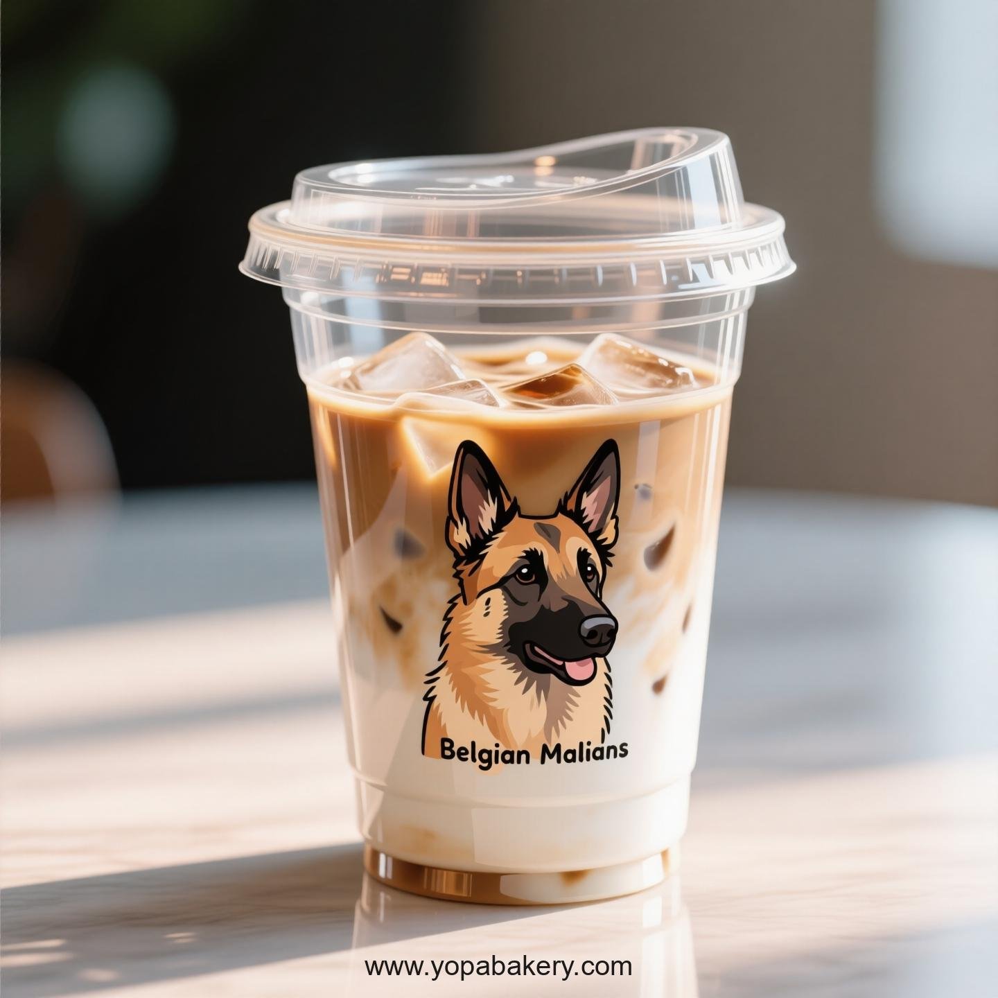 Belgian Malinois Dog Themed Clear Plastic Cups - Disposable PP & PET Coffee Cups with Lids
