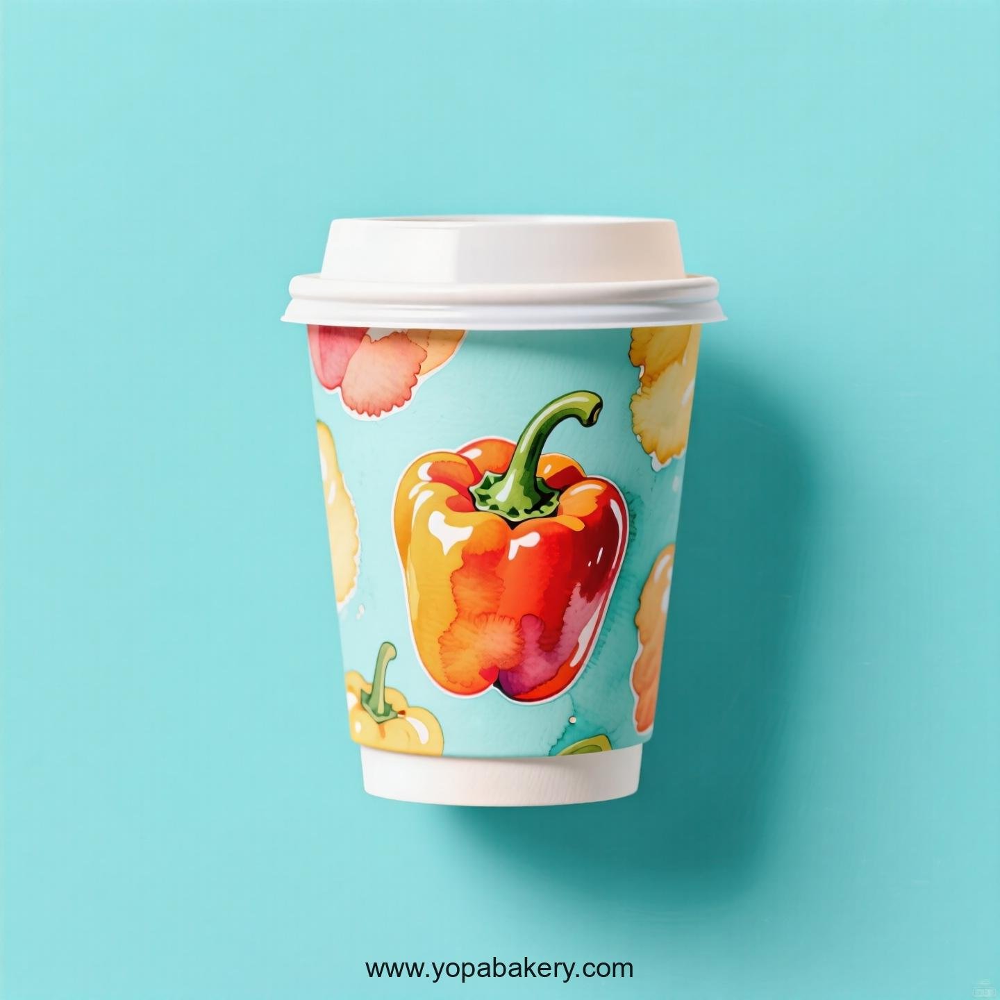 Bell Pepper Design Paper Coffee Cups Factory: 4-24 oz Custom Logo