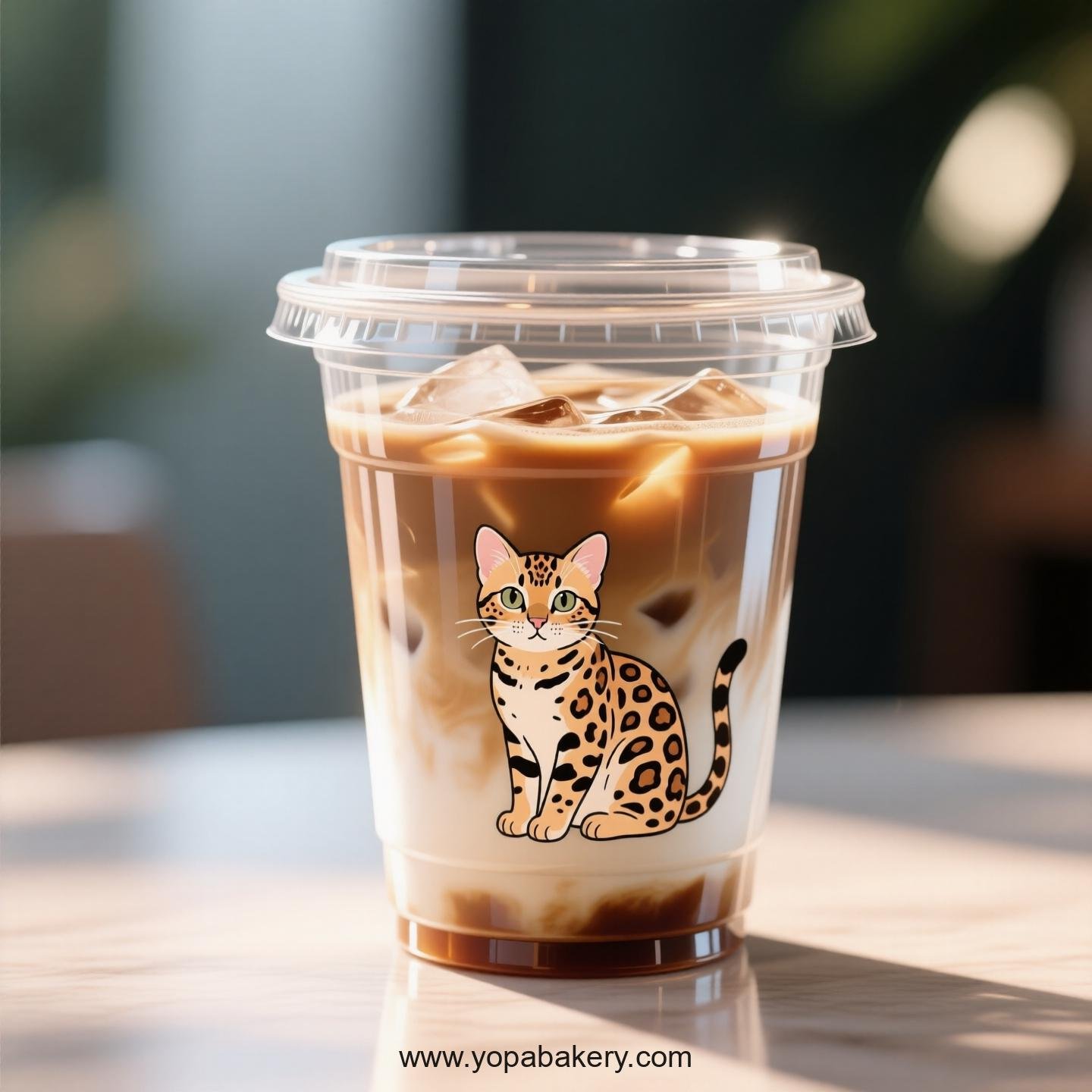 Bengal cat Themed Clear Plastic Cups - Disposable PP & PET Coffee Cups with Lids
