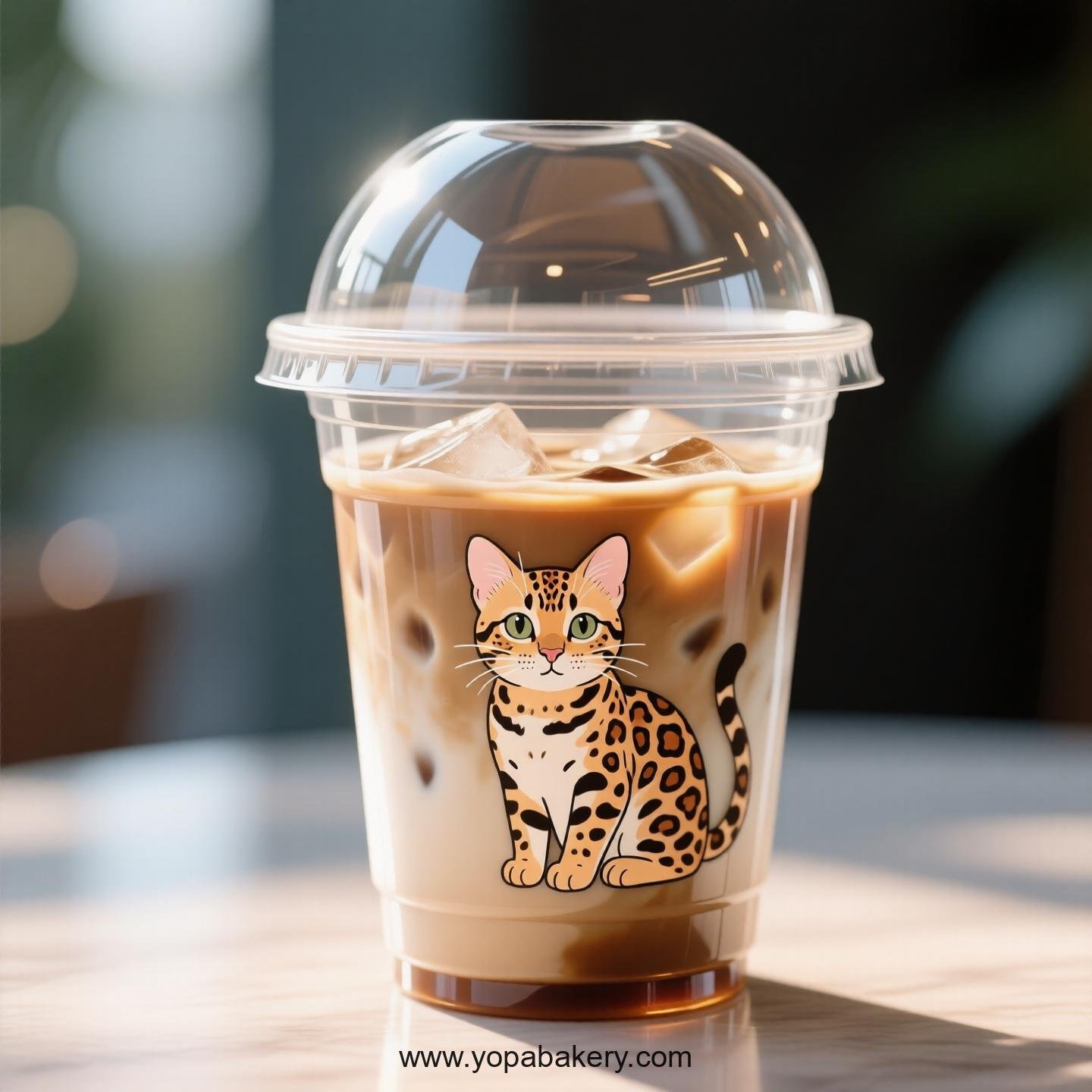 Bengal cat Themed Clear Plastic Cups - Disposable PP & PET Coffee Cups with Lids