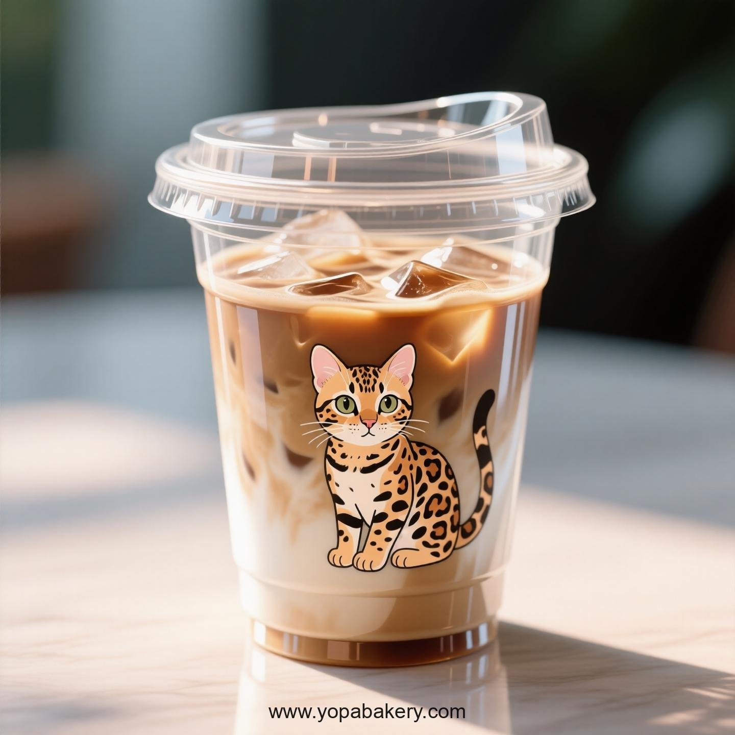 Bengal cat Themed Clear Plastic Cups - Disposable PP & PET Coffee Cups with Lids