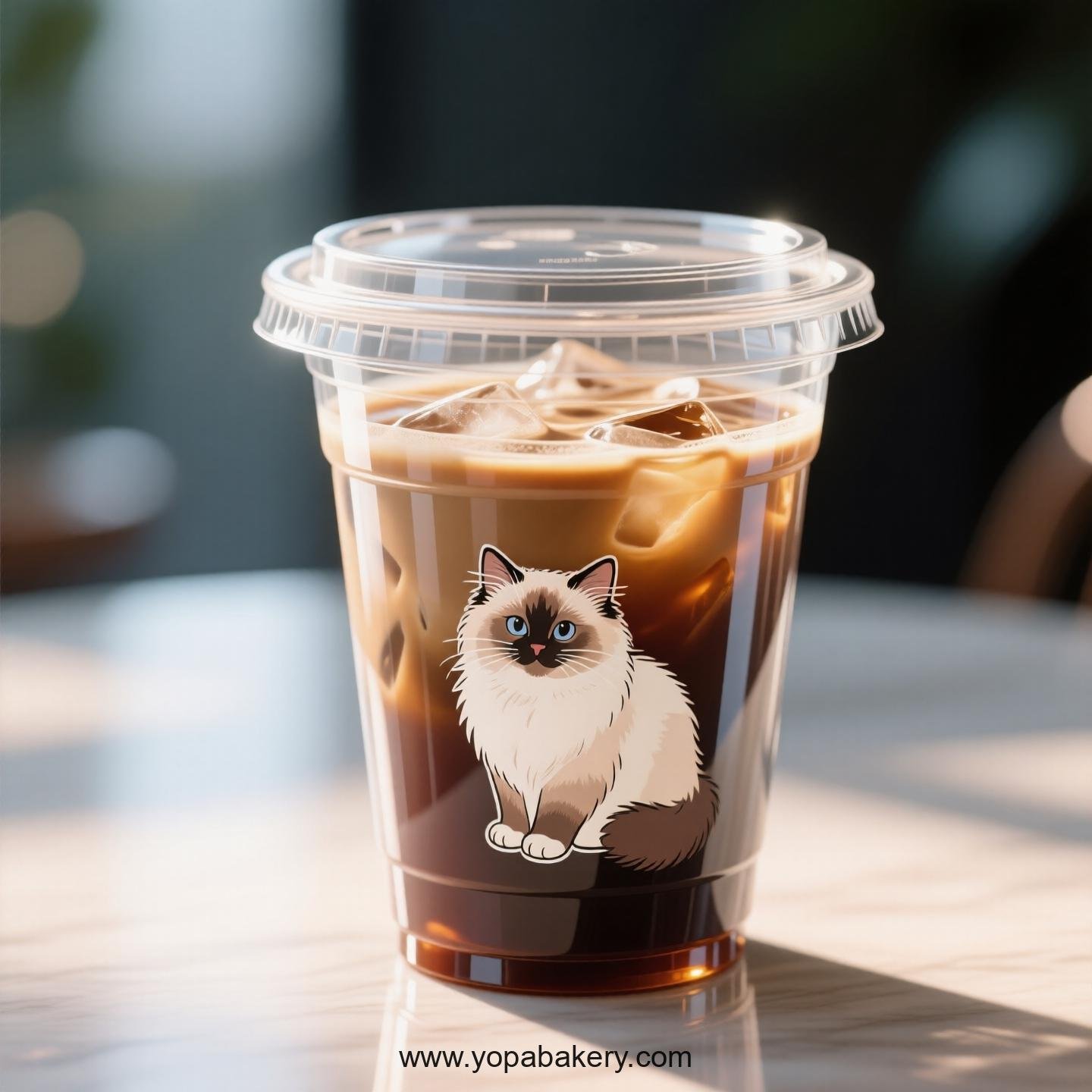 Birman cat Themed Clear Plastic Cups - Disposable PP & PET Coffee Cups with Lids