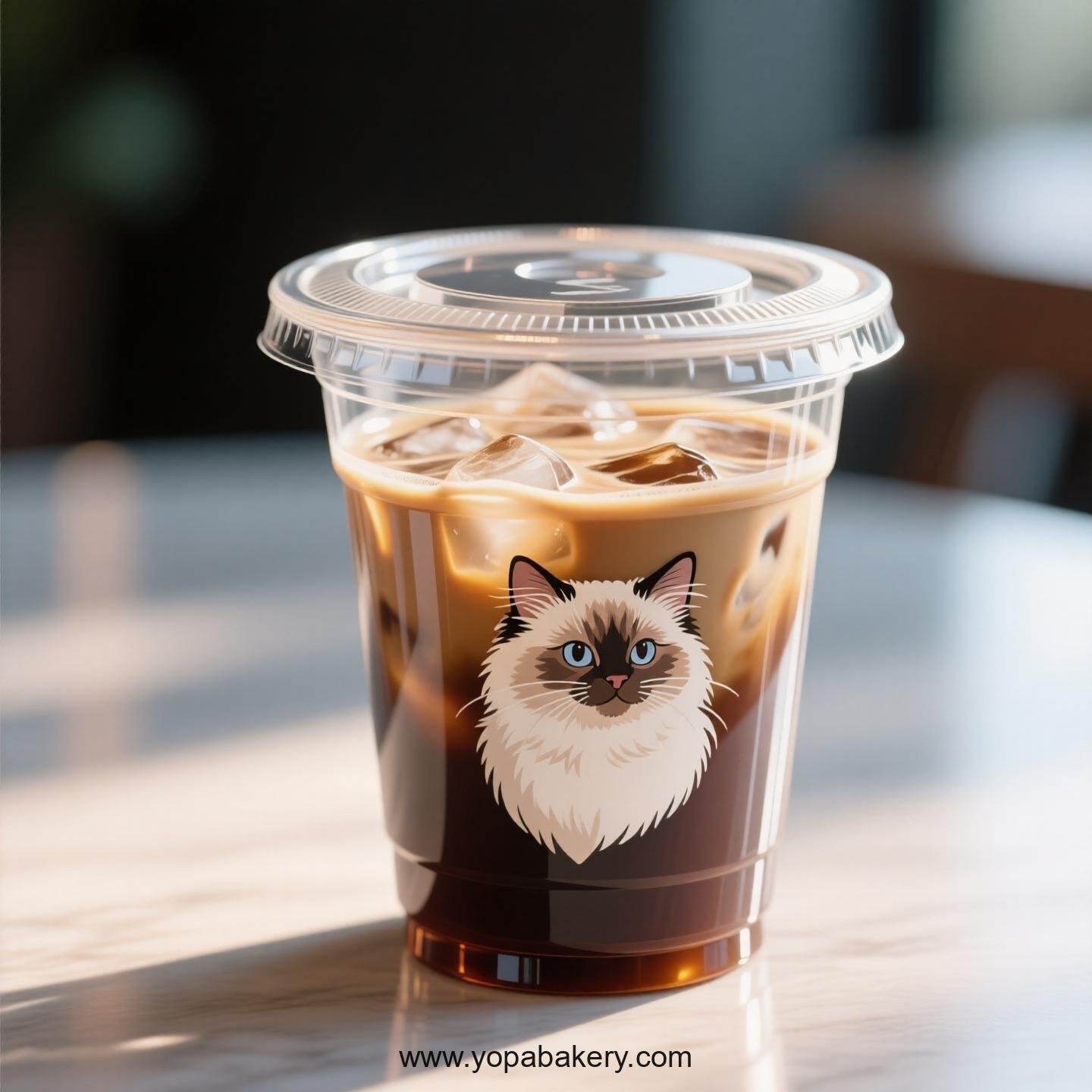 Birman cat Themed Clear Plastic Cups - Disposable PP & PET Coffee Cups with Lids