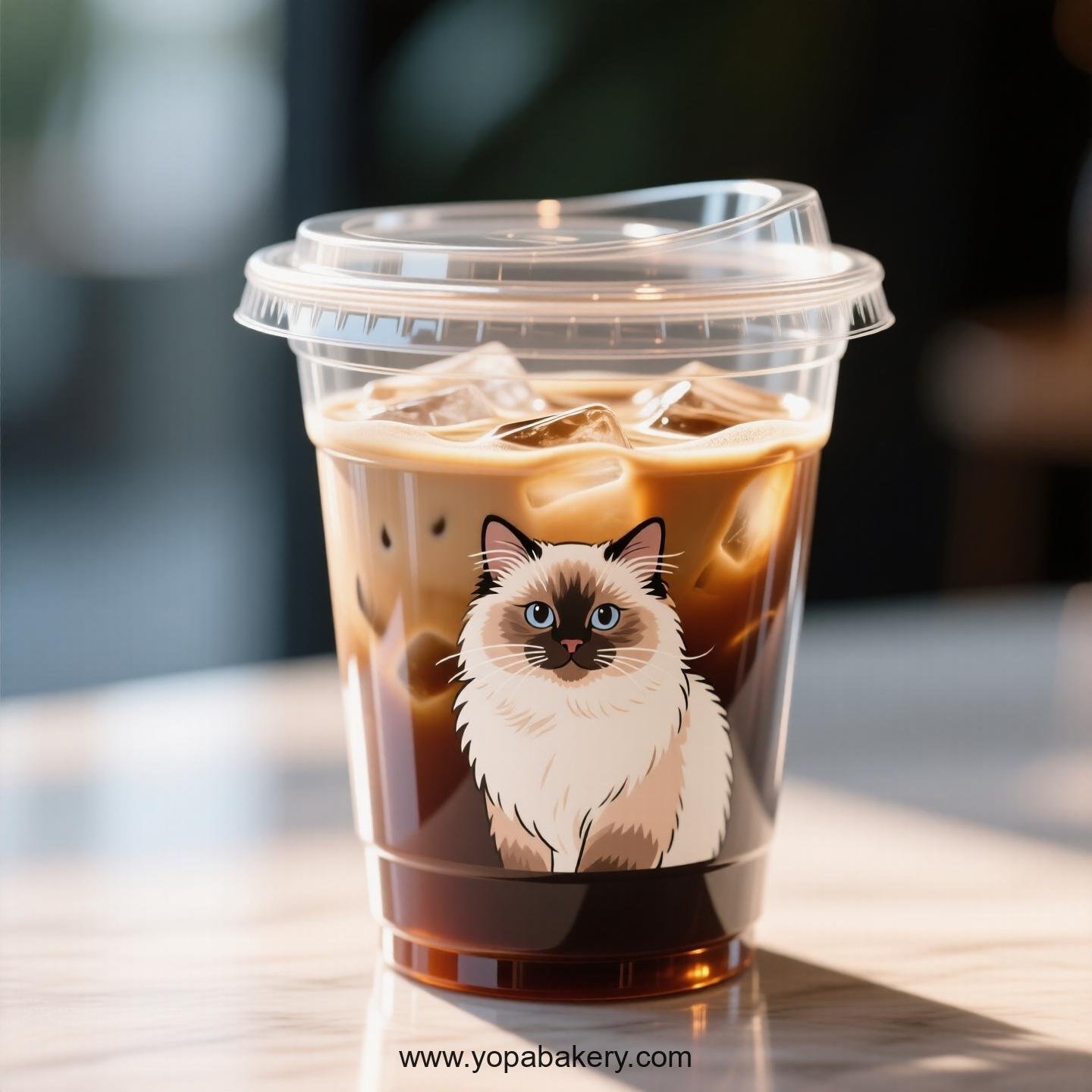 Birman cat Themed Clear Plastic Cups - Disposable PP & PET Coffee Cups with Lids