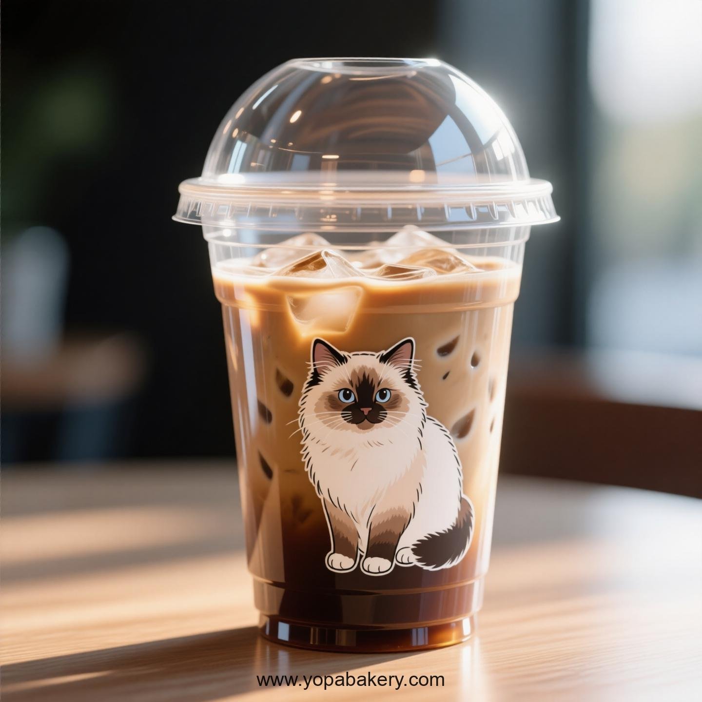 Birman cat Themed Clear Plastic Cups - Disposable PP & PET Coffee Cups with Lids