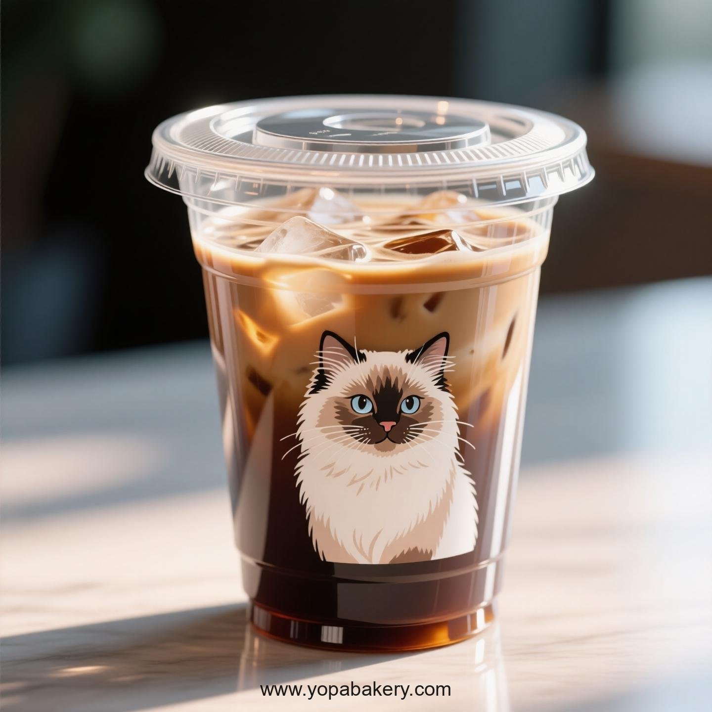 Birman cat Themed Clear Plastic Cups - Disposable PP & PET Coffee Cups with Lids