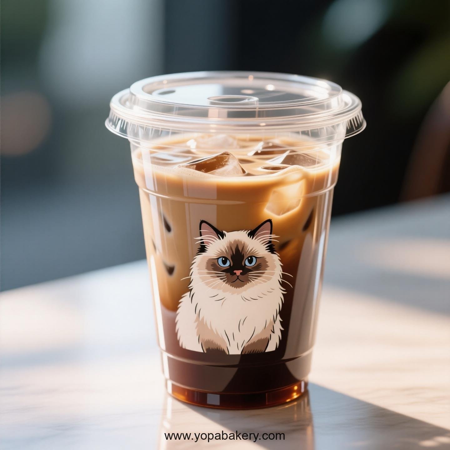 Birman cat Themed Clear Plastic Cups - Disposable PP & PET Coffee Cups with Lids