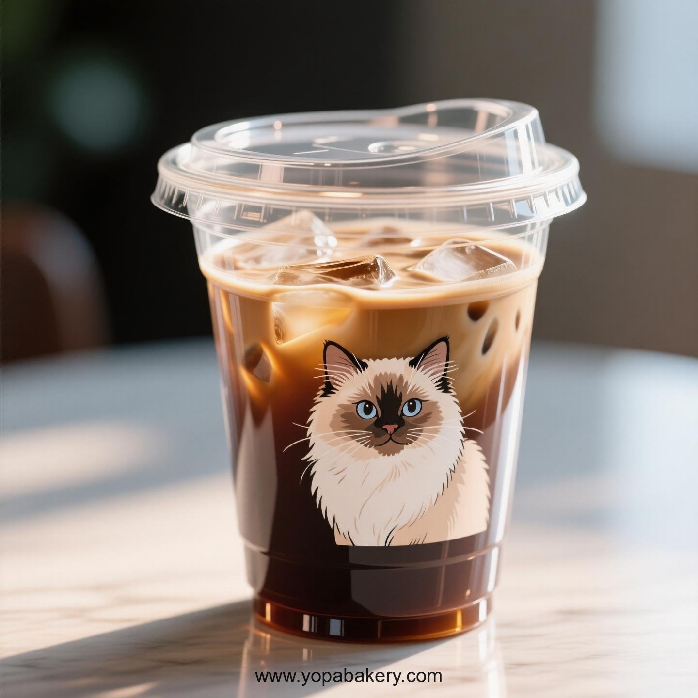 Birman cat Themed Clear Plastic Cups - Disposable PP & PET Coffee Cups with Lids